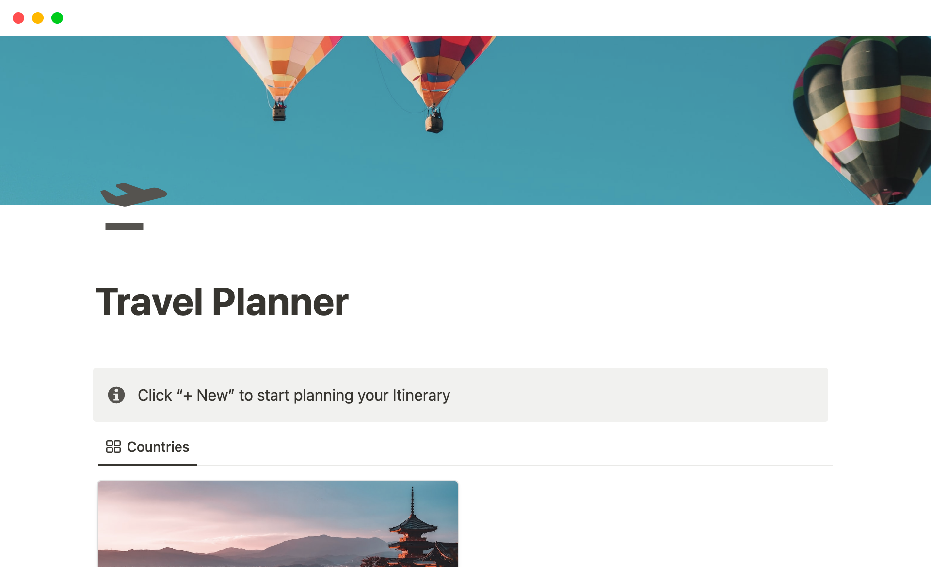 A template preview for Notion Travel Planner: Simplify Your Next Adventure