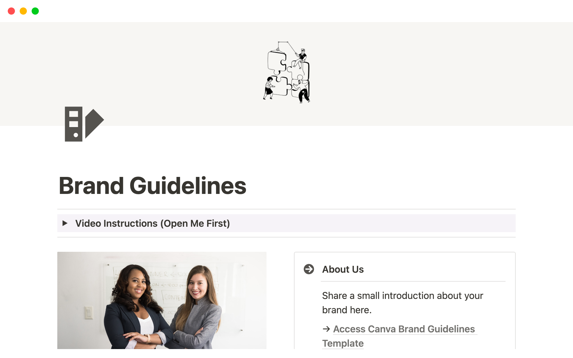 Eine Vorlagenvorschau für Brand Guidelines Kit
