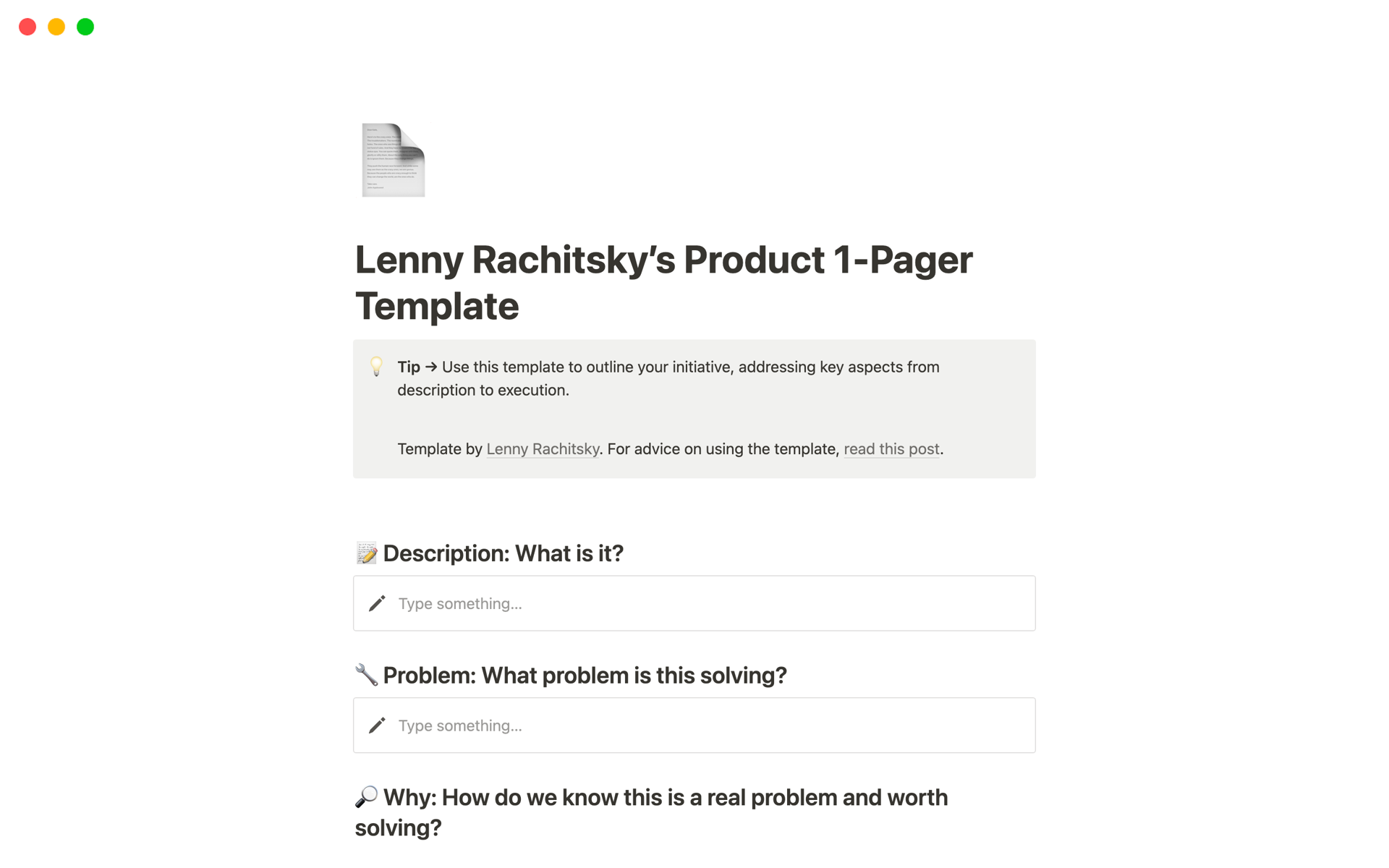 A template preview for Product 1-Pager