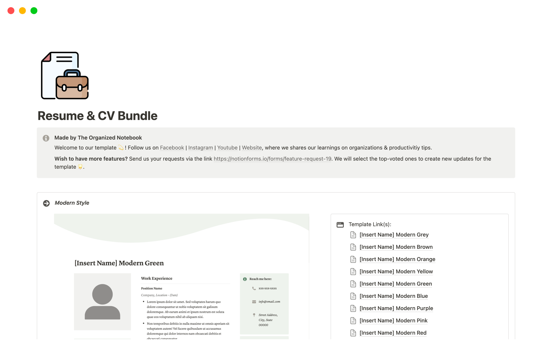 CV amp Resume Template Bundle with - Cv Resume Template Bundle Cover Photos The Organized Notebook Desktop 
