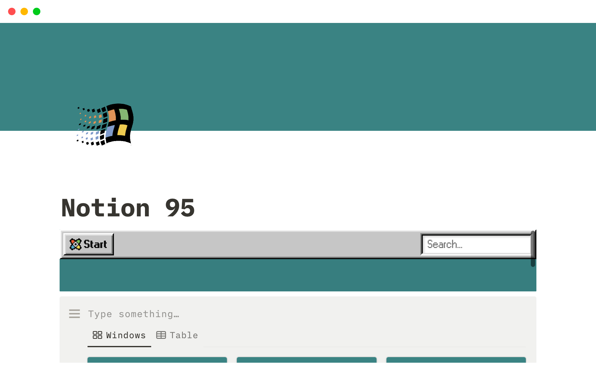 A template preview for Notion95