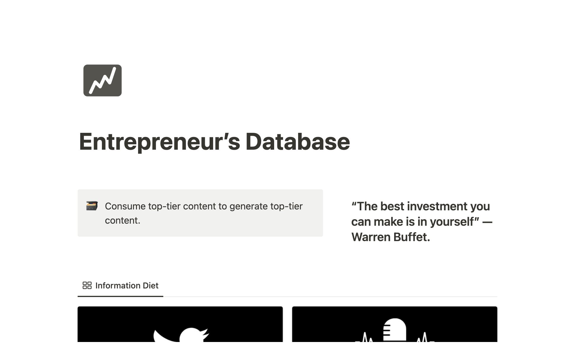 A template preview for The Entrepreneurs Database