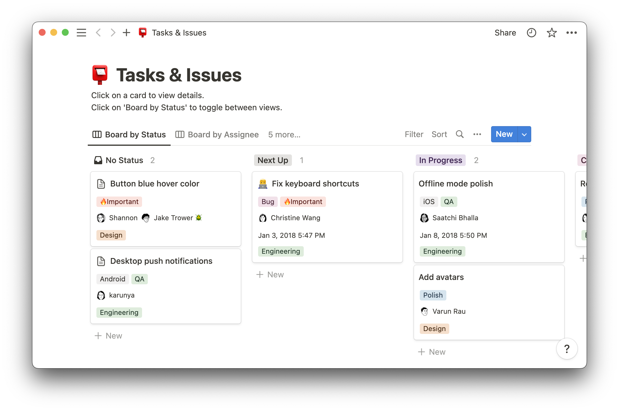 tasks and issues