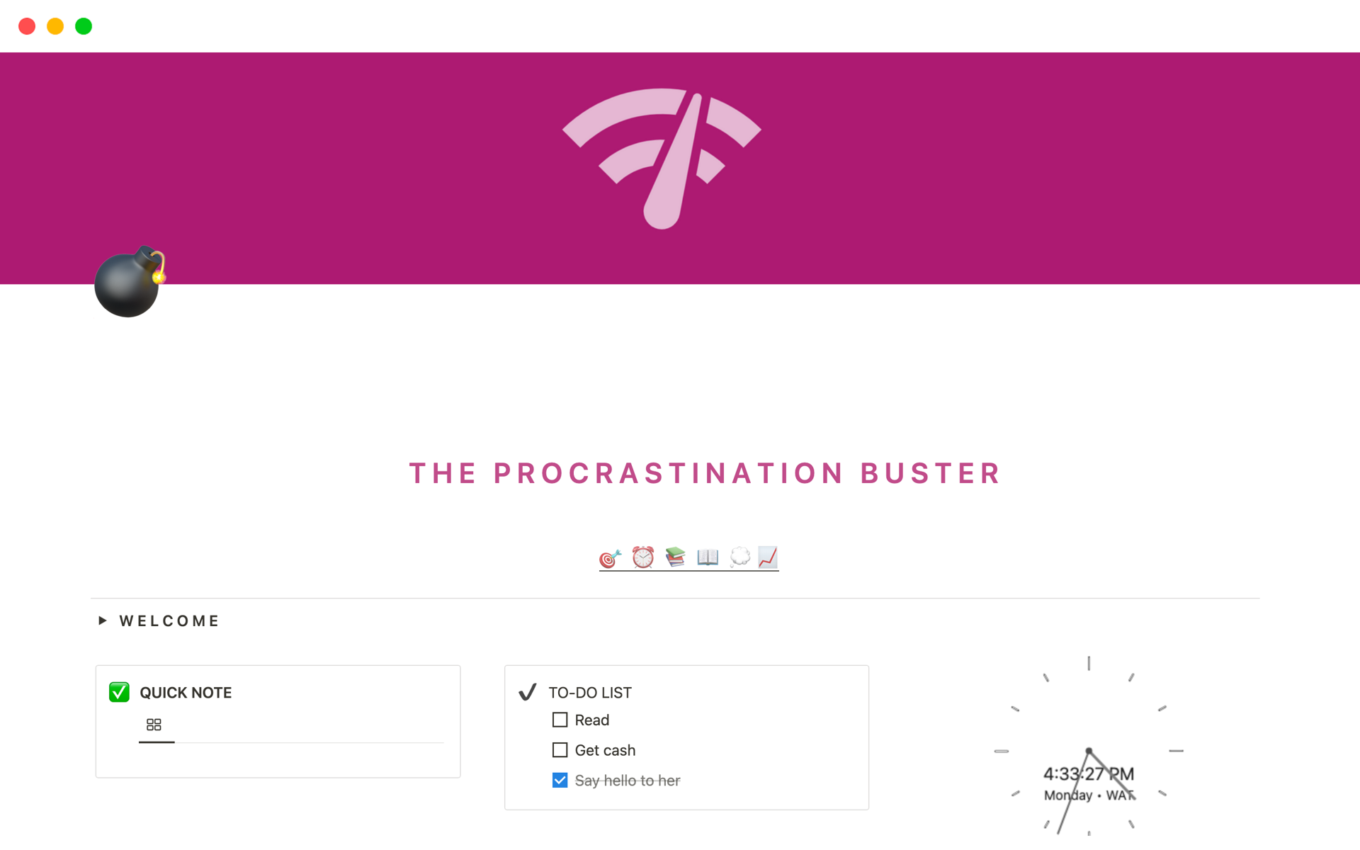 A template preview for  Procrastination Buster