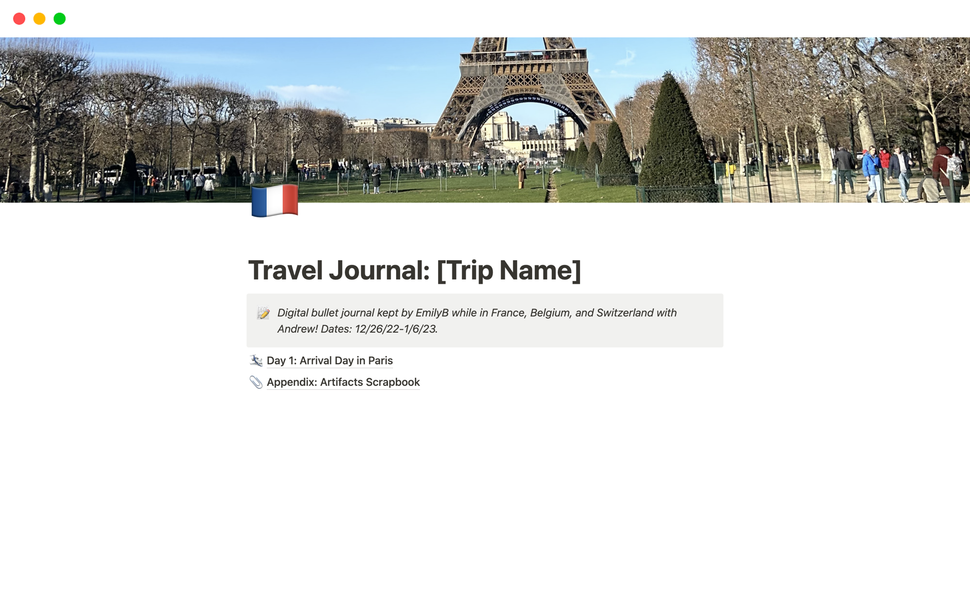 Travel Journal | Notion Template