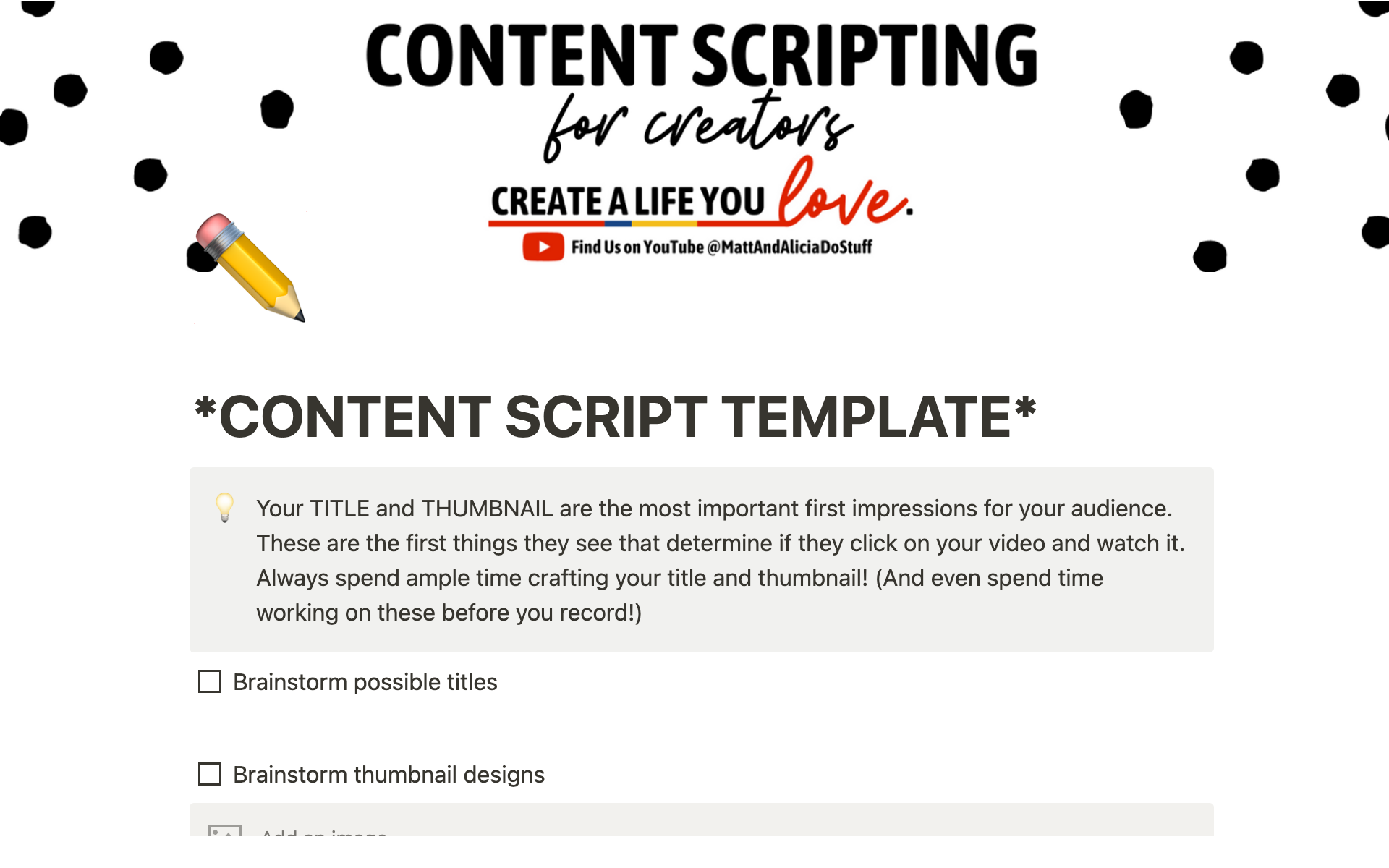 A template preview for Content Scripting for Creators