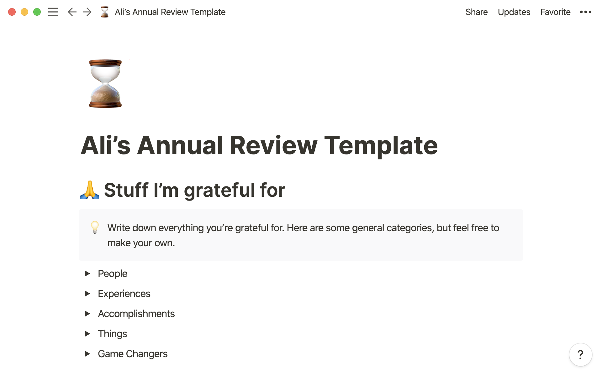 An annual review template that helps you focus on what’s important in your life.