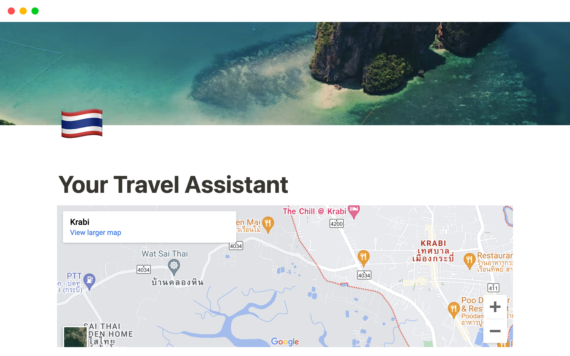 A template preview for Your Travel Assistant