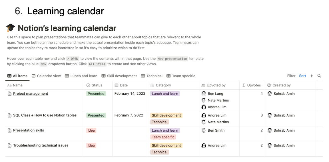 Work calendar templates 6 Learning calendar