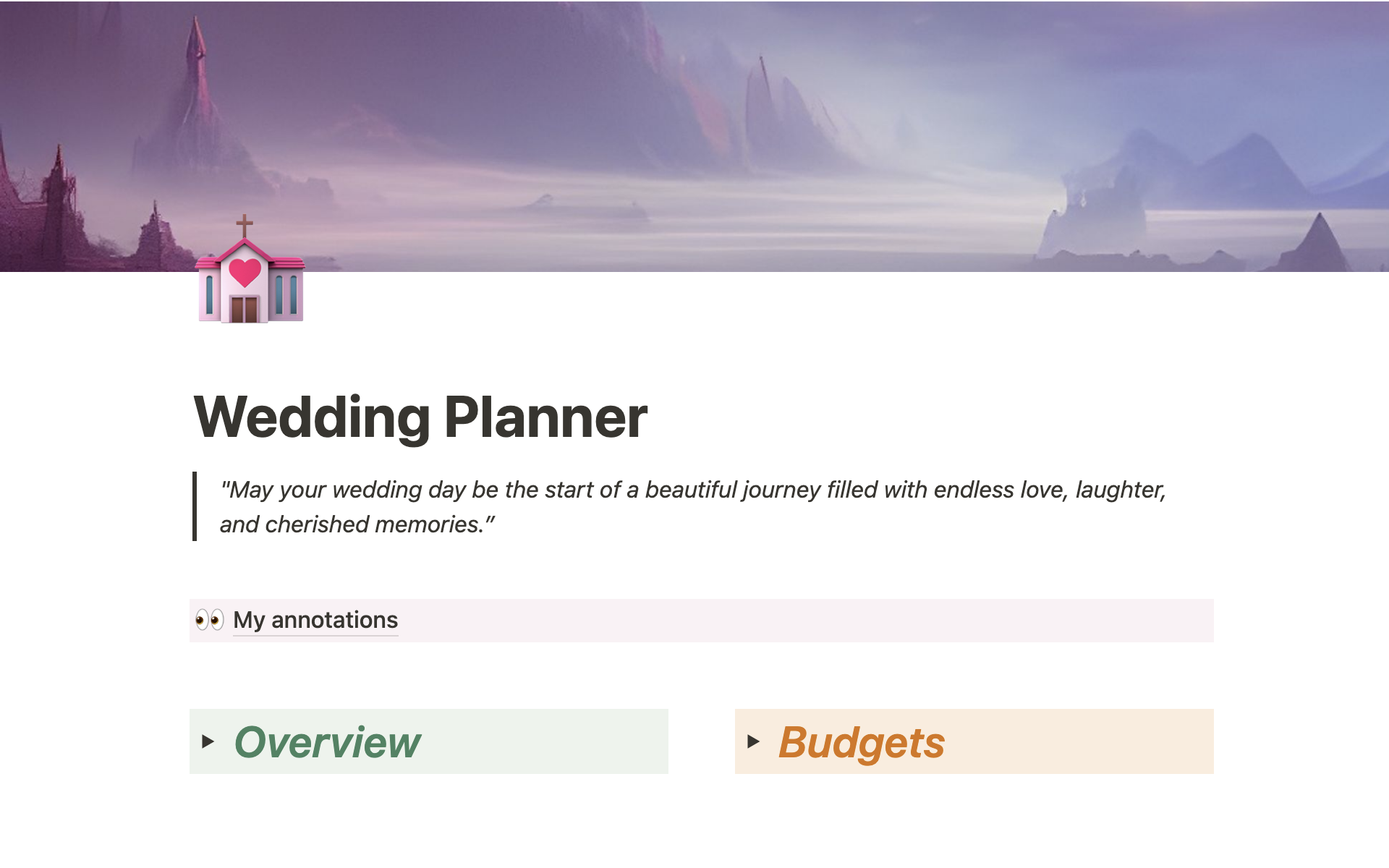 This product is a Notion wedding planning template designed to help organize and streamline the wedding planning process.