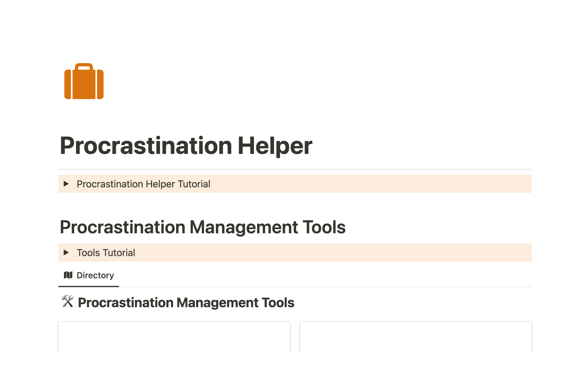 A template preview for Procrastination Helper