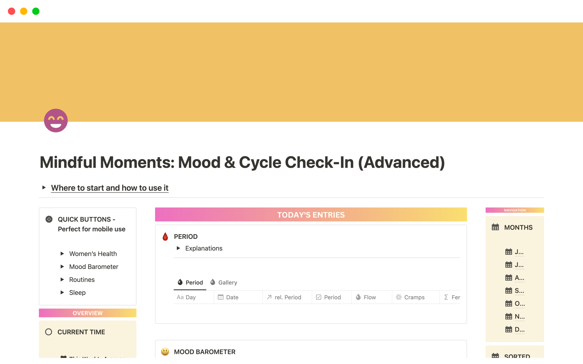 A template preview for Mindful Moments: Mood & Cycle Check-In