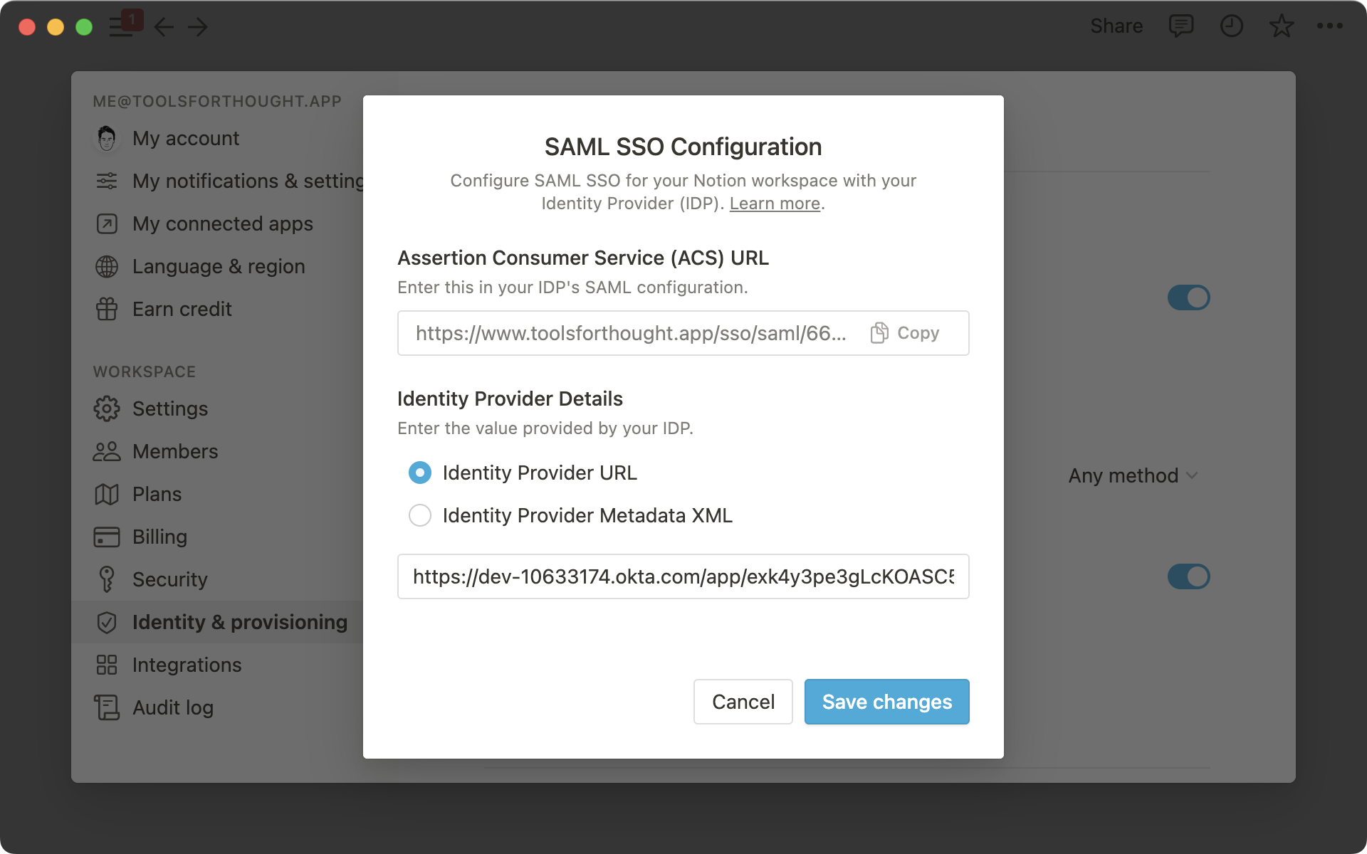 saml sso configuration