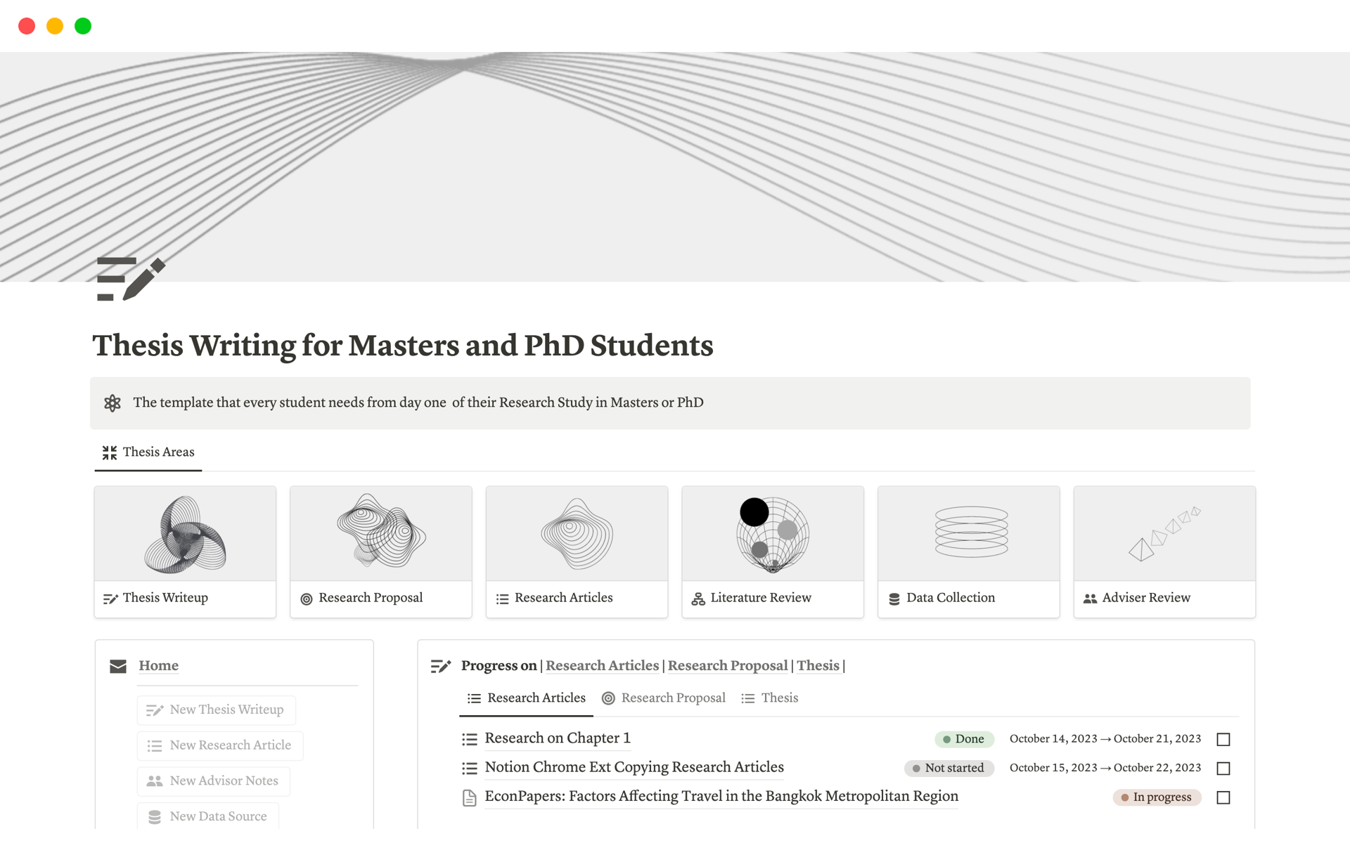 A template preview for Thesis Writing for Masters and PhD Students 
