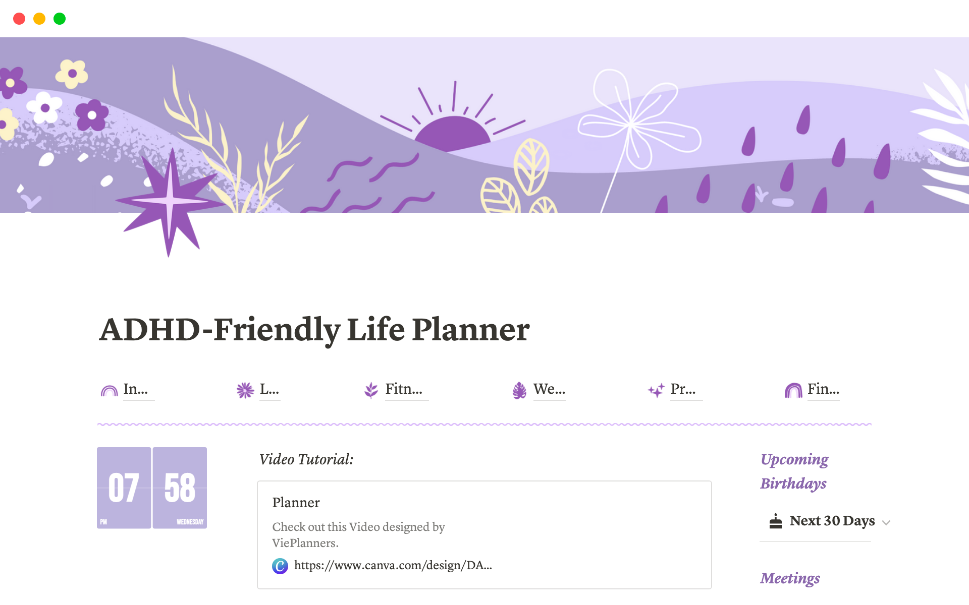 A template preview for The Ultimate ADHD-Friendly Life Planner