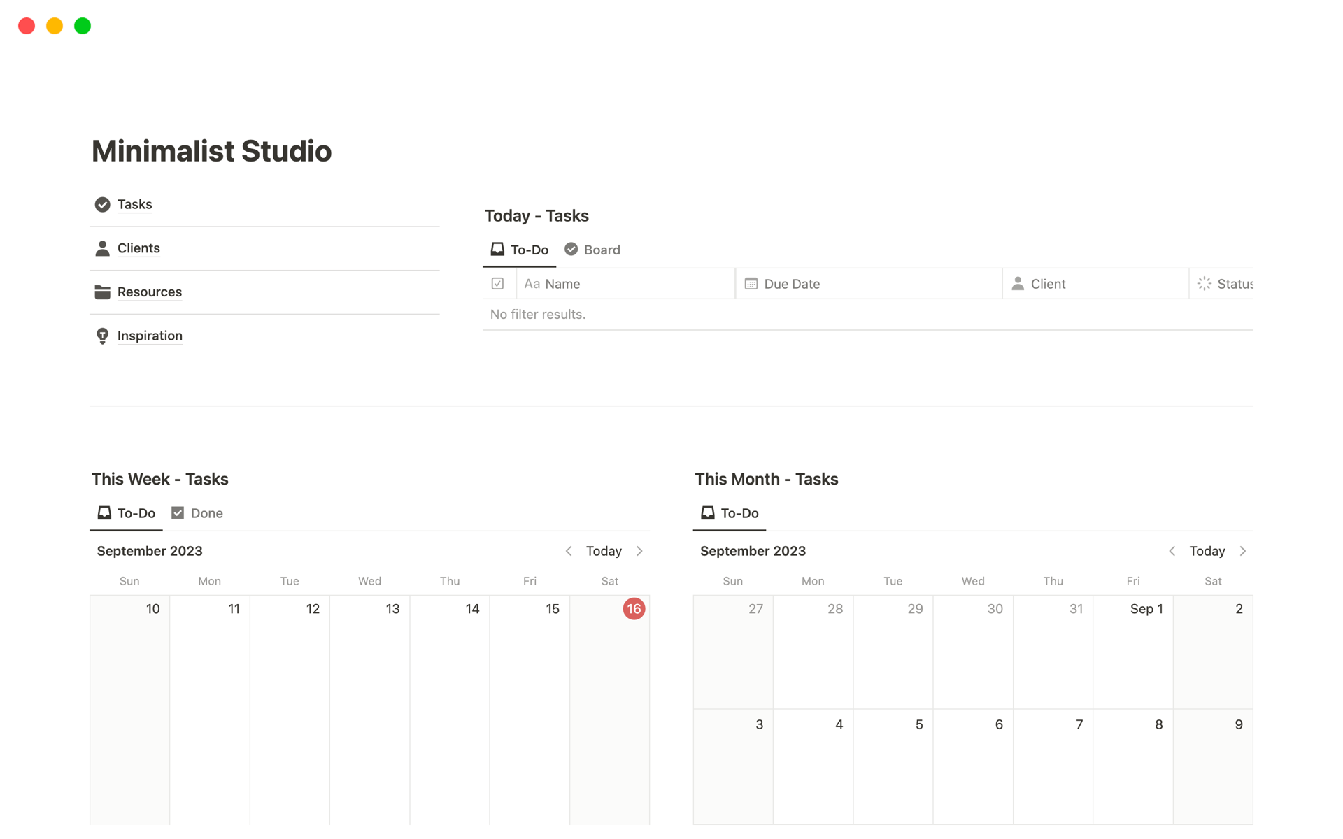 A template preview for Minimalist Studio
