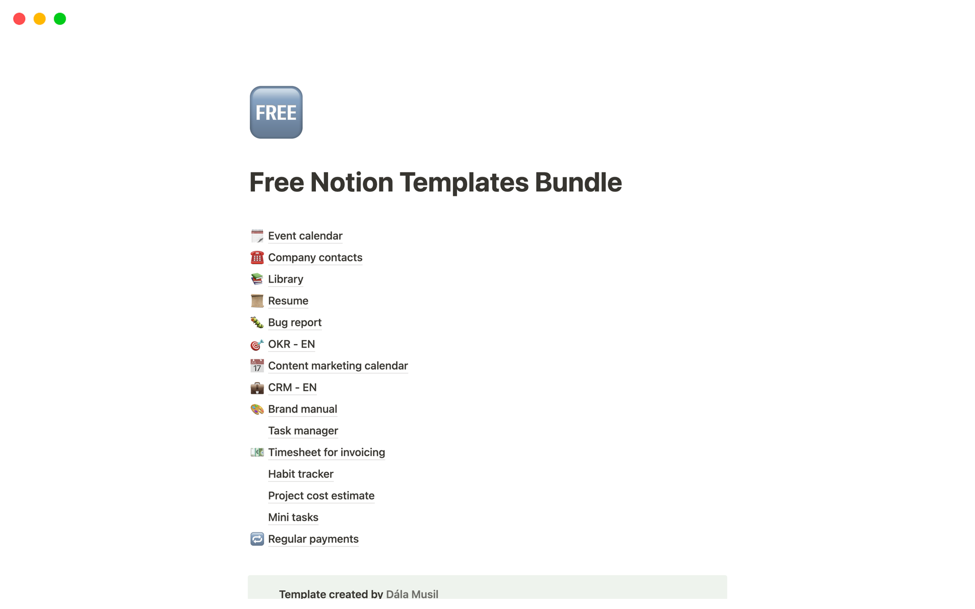 A template preview for Templates Bundle