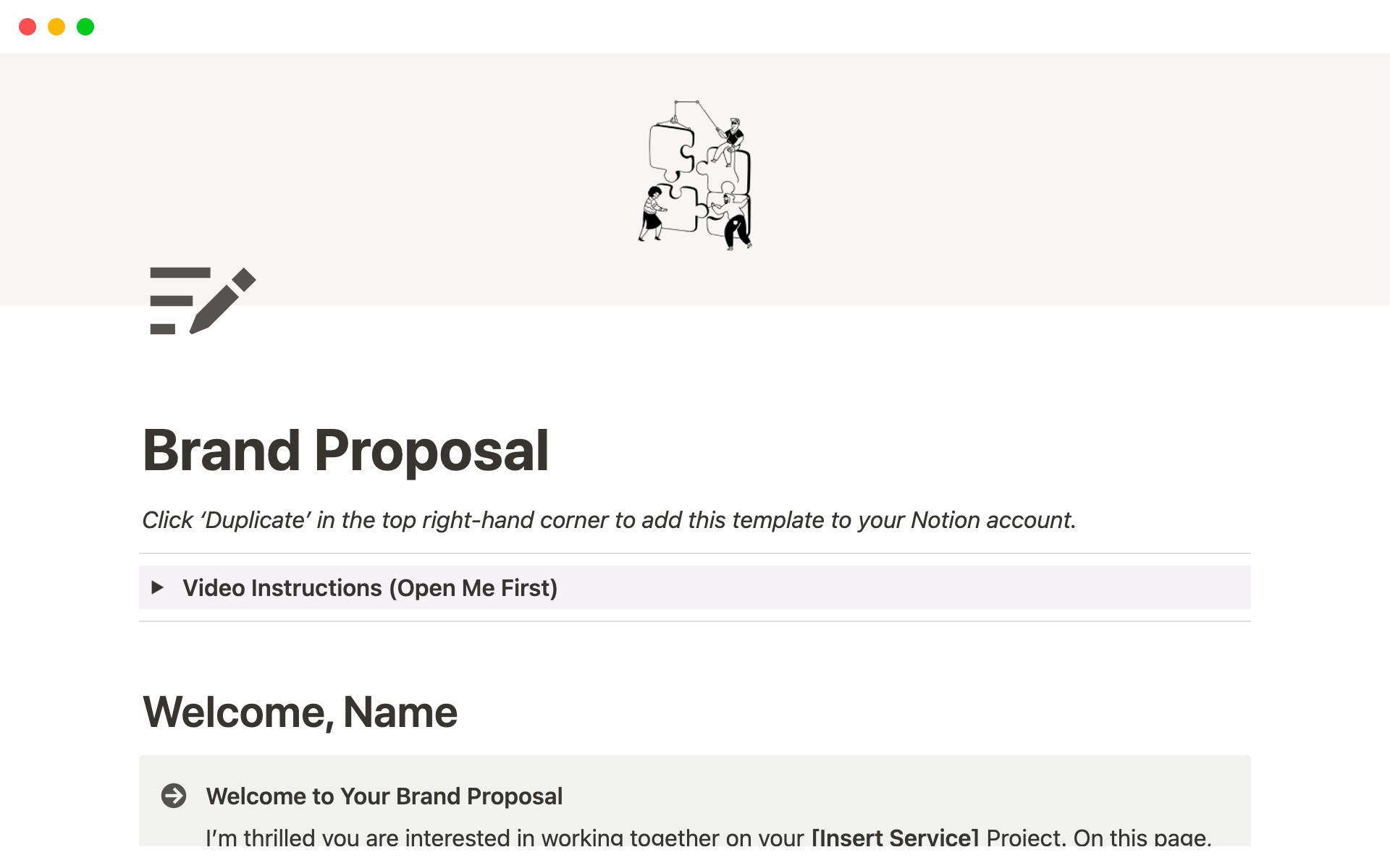 A template preview for Client Brand Proposals Template