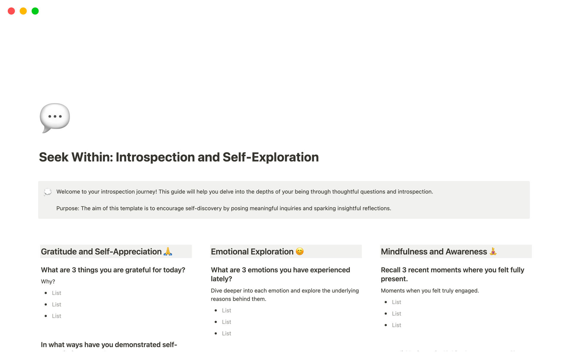 A template preview for Seek Within: Introspection and Self-Exploration