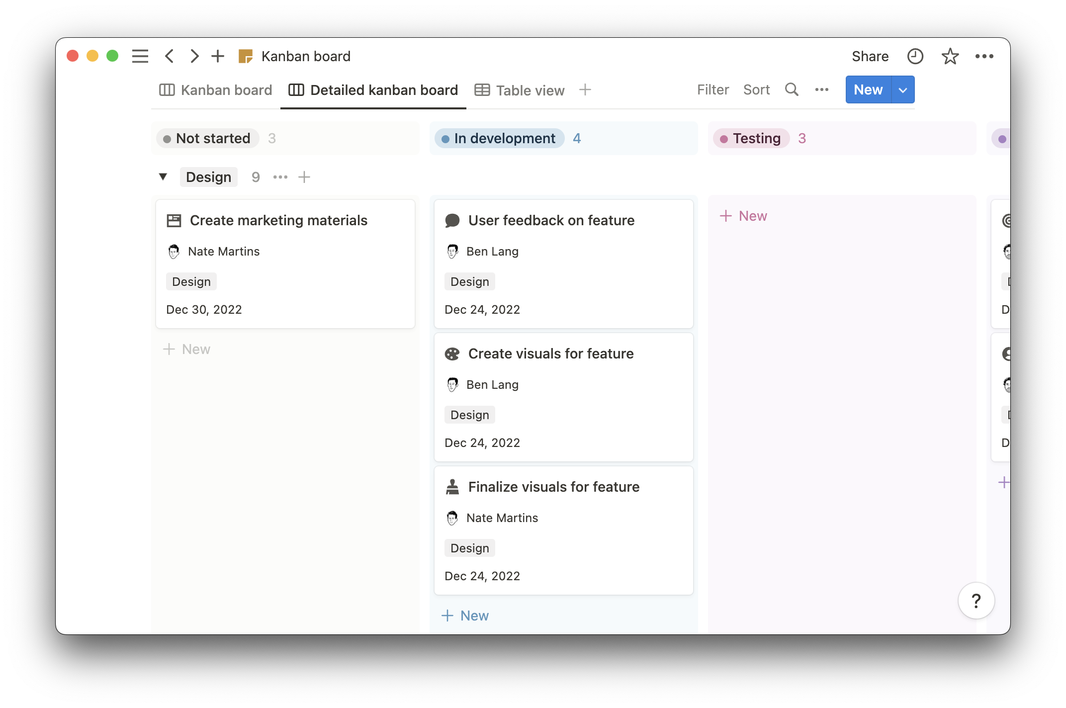 Notion’s Kanban template stages