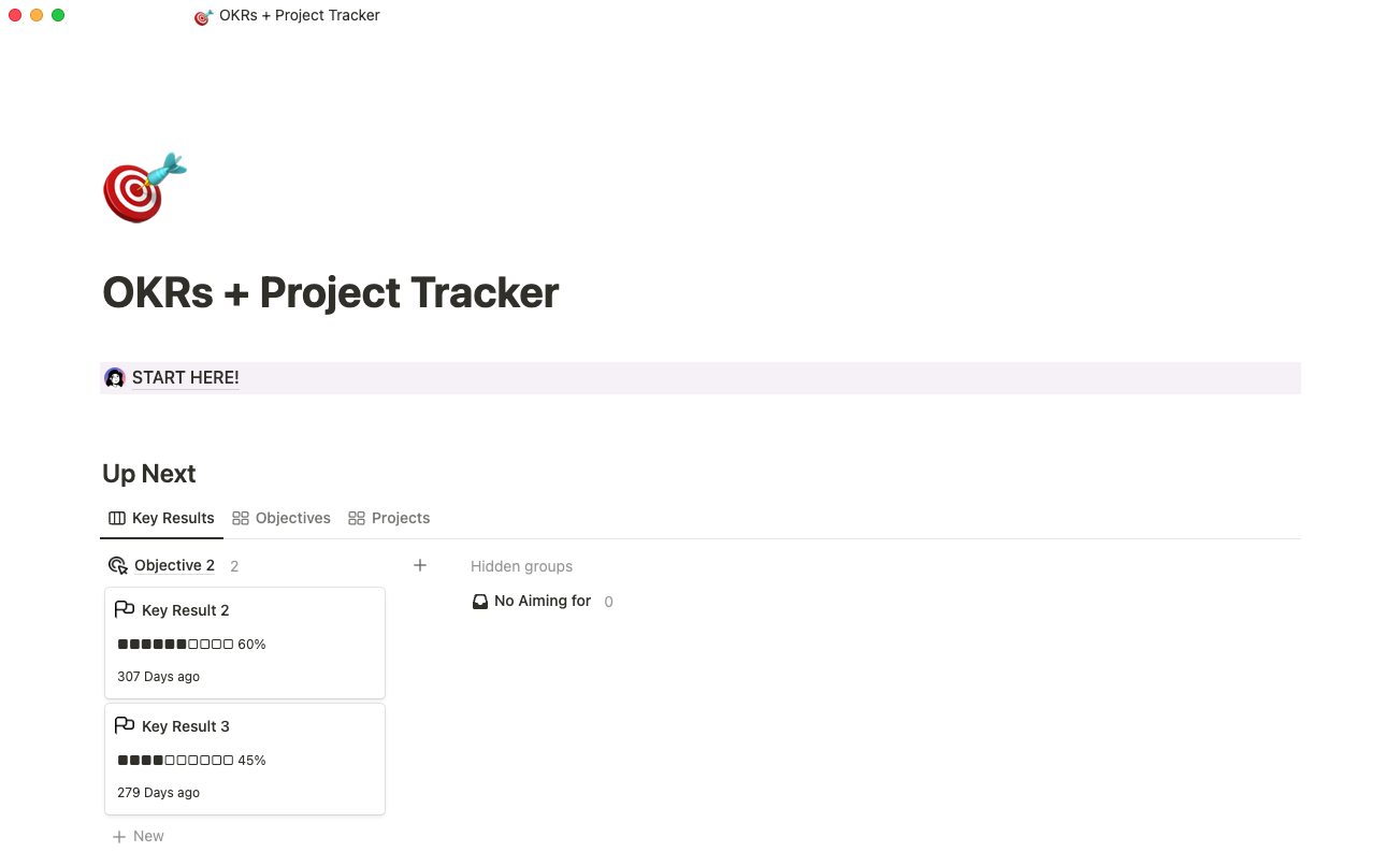 okrs and project tracker template