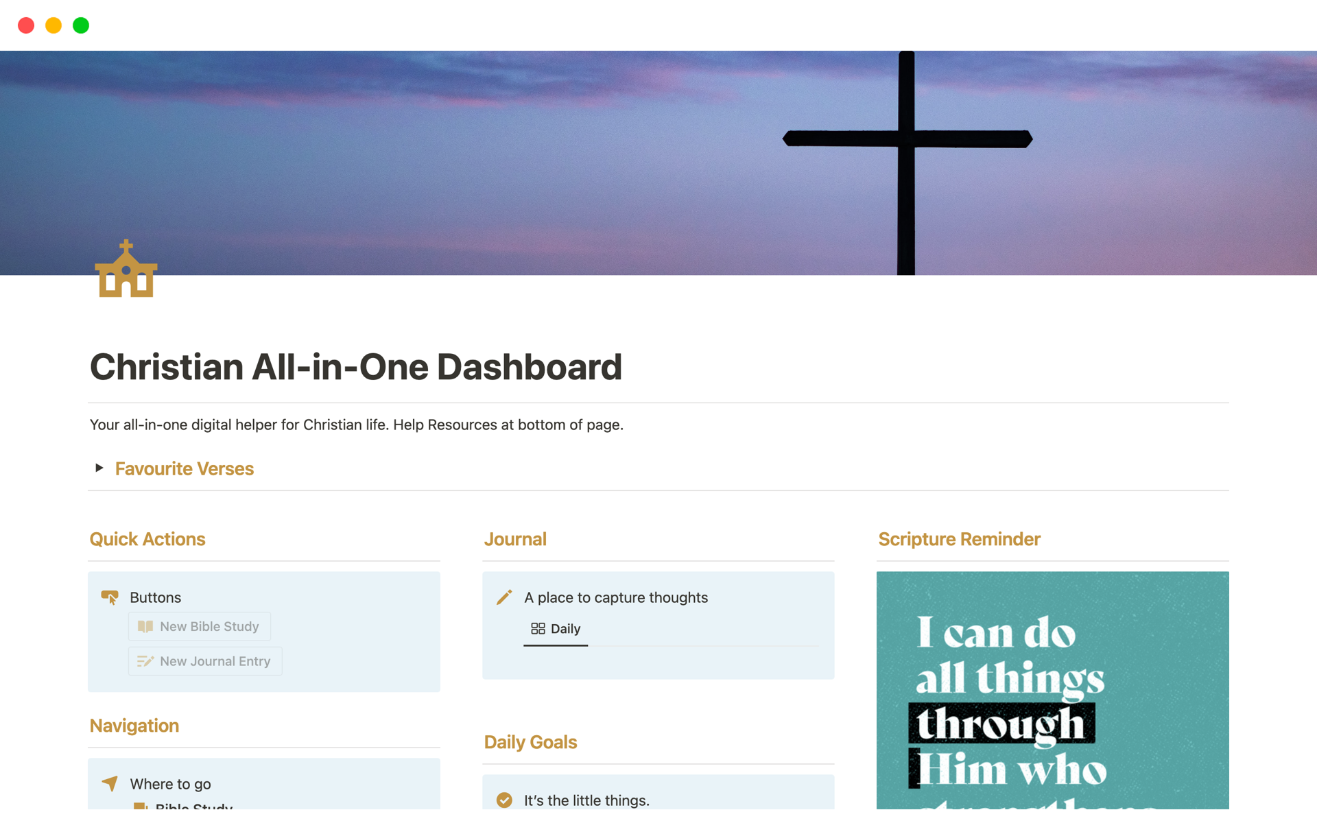 A template preview for Christian All-in-One Dashboard