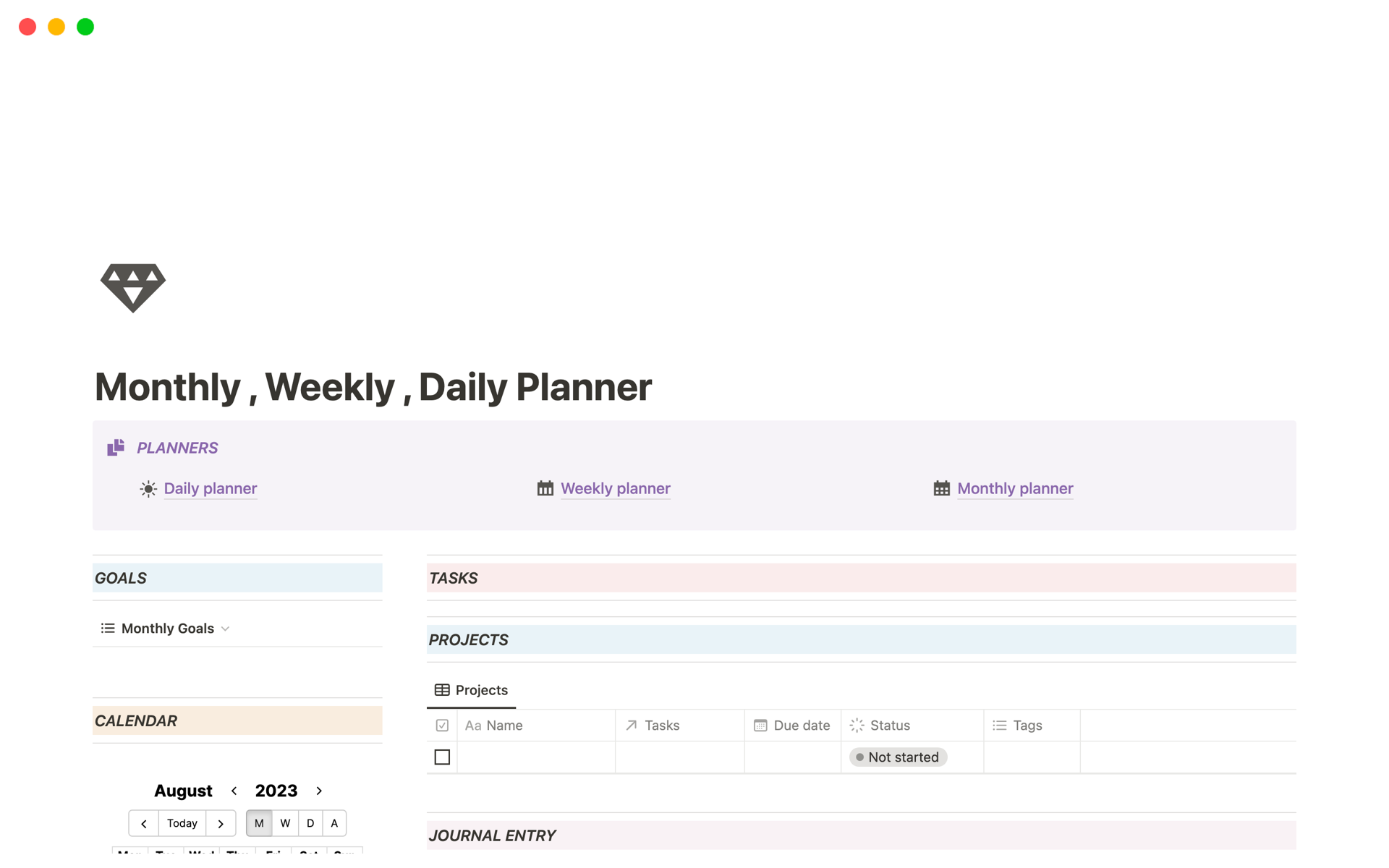 A template preview for Monthly , Weekly , Daily Planner