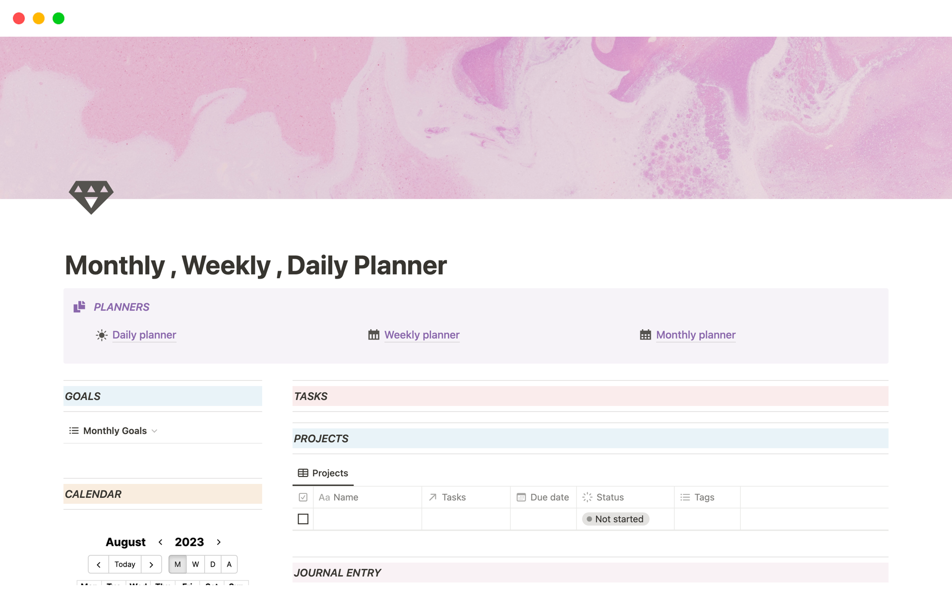 Interconnected Daily , Weekly & Monthly Planner.