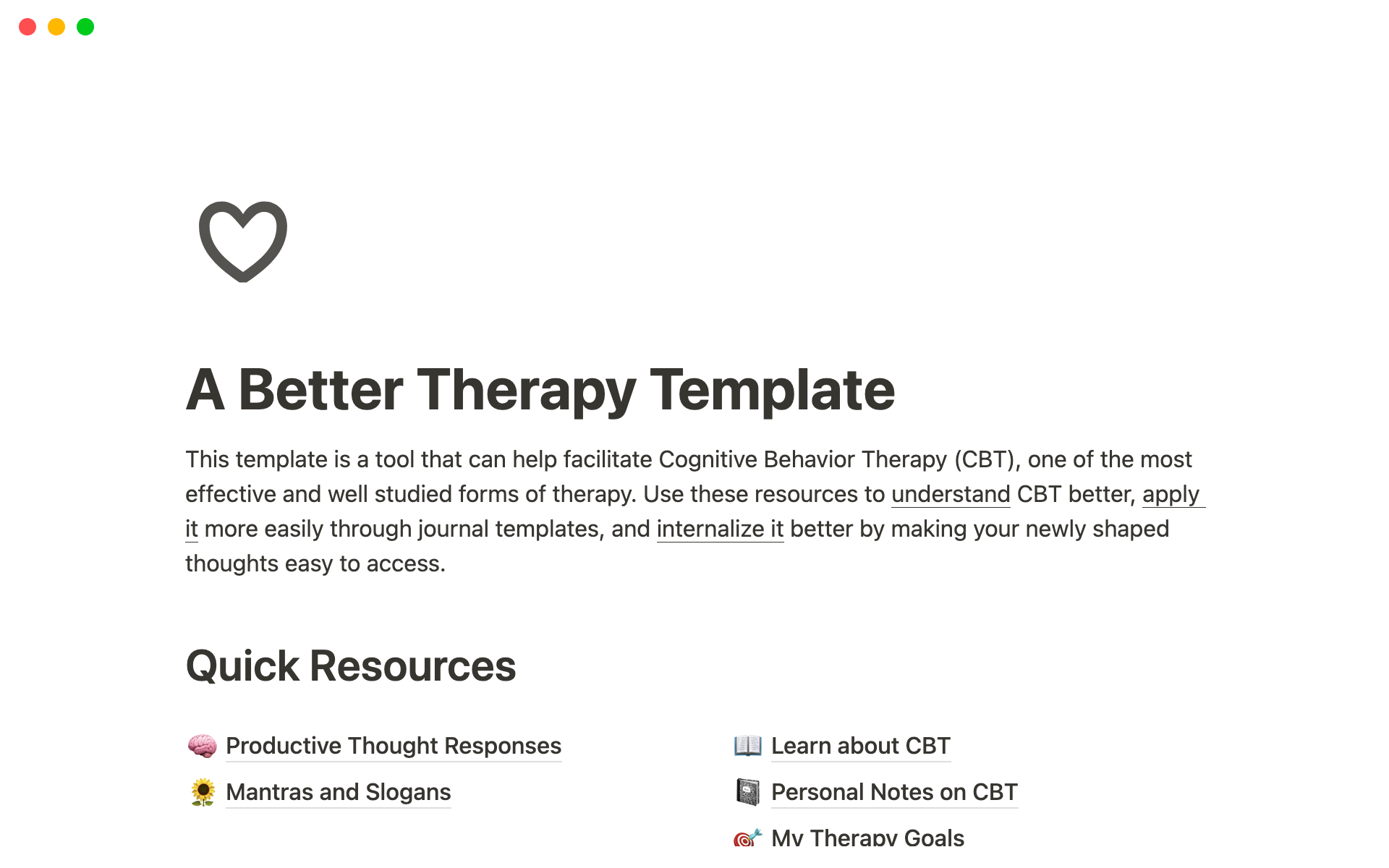 A template preview for A better therapy