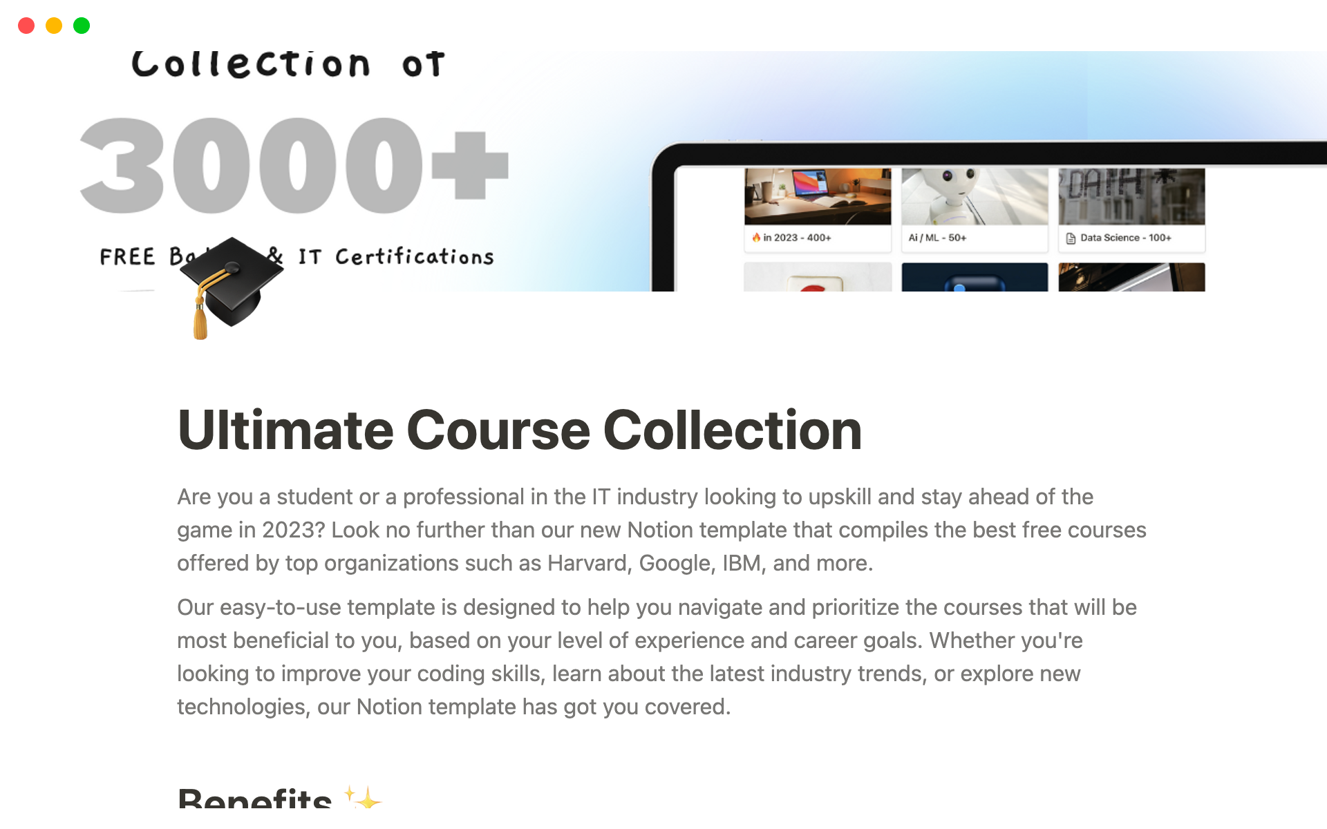 A template preview for Ultimate Course Collection
