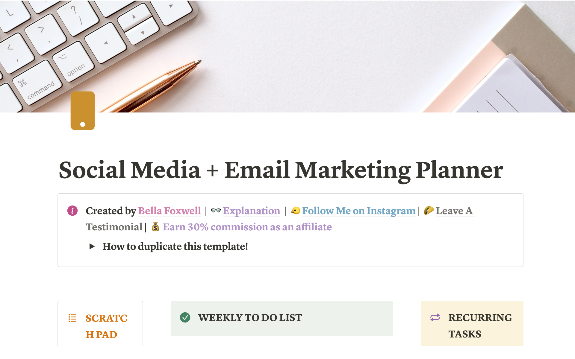 A template preview for Social Media Marketing Hub