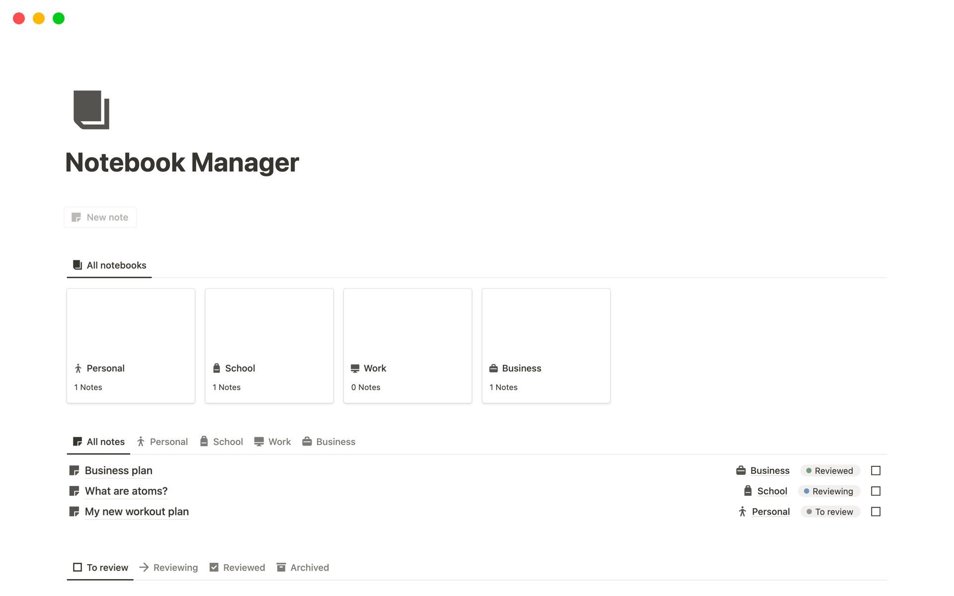 Notebook Manager | Notion Template