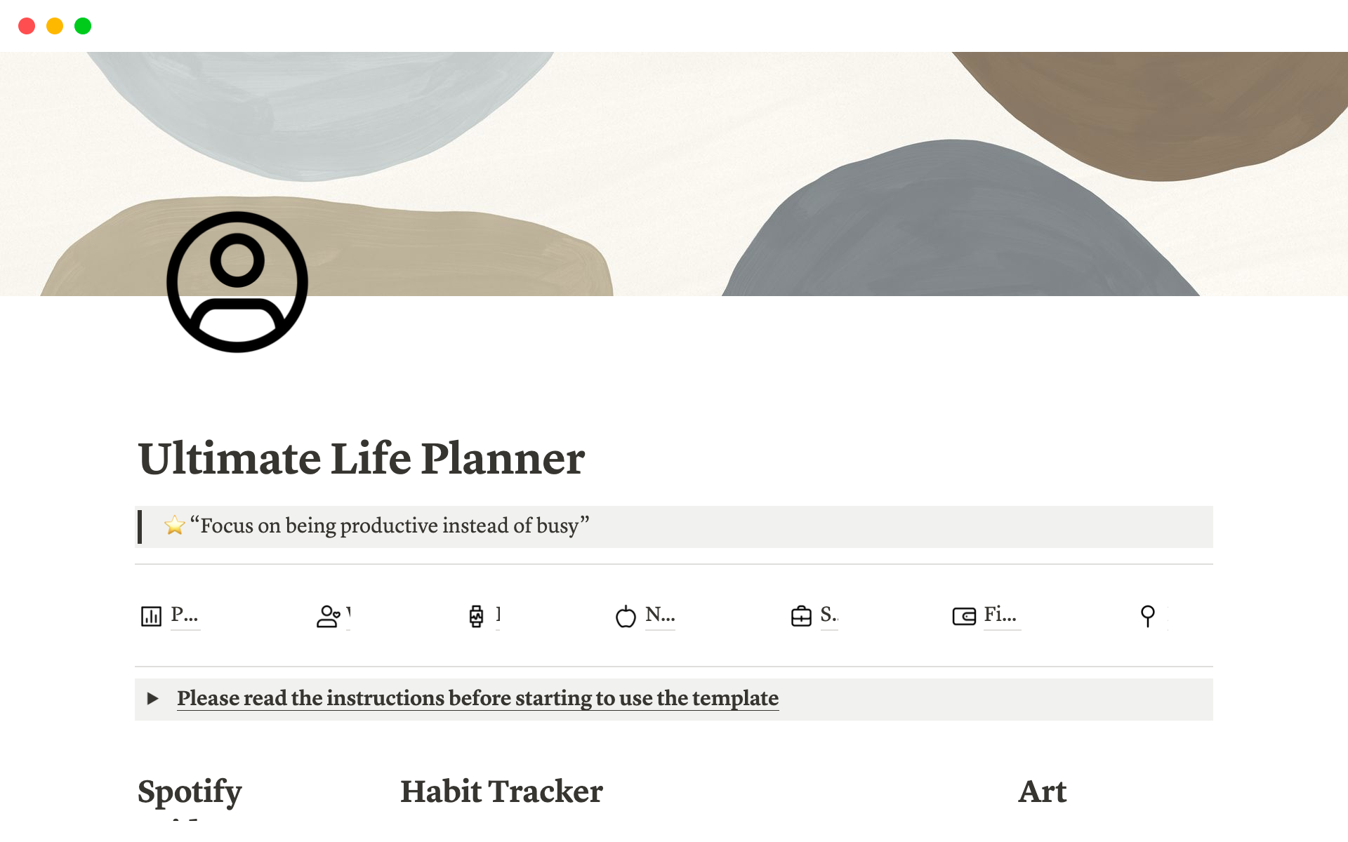 A template preview for Aesthetic Ultimate Life Planner