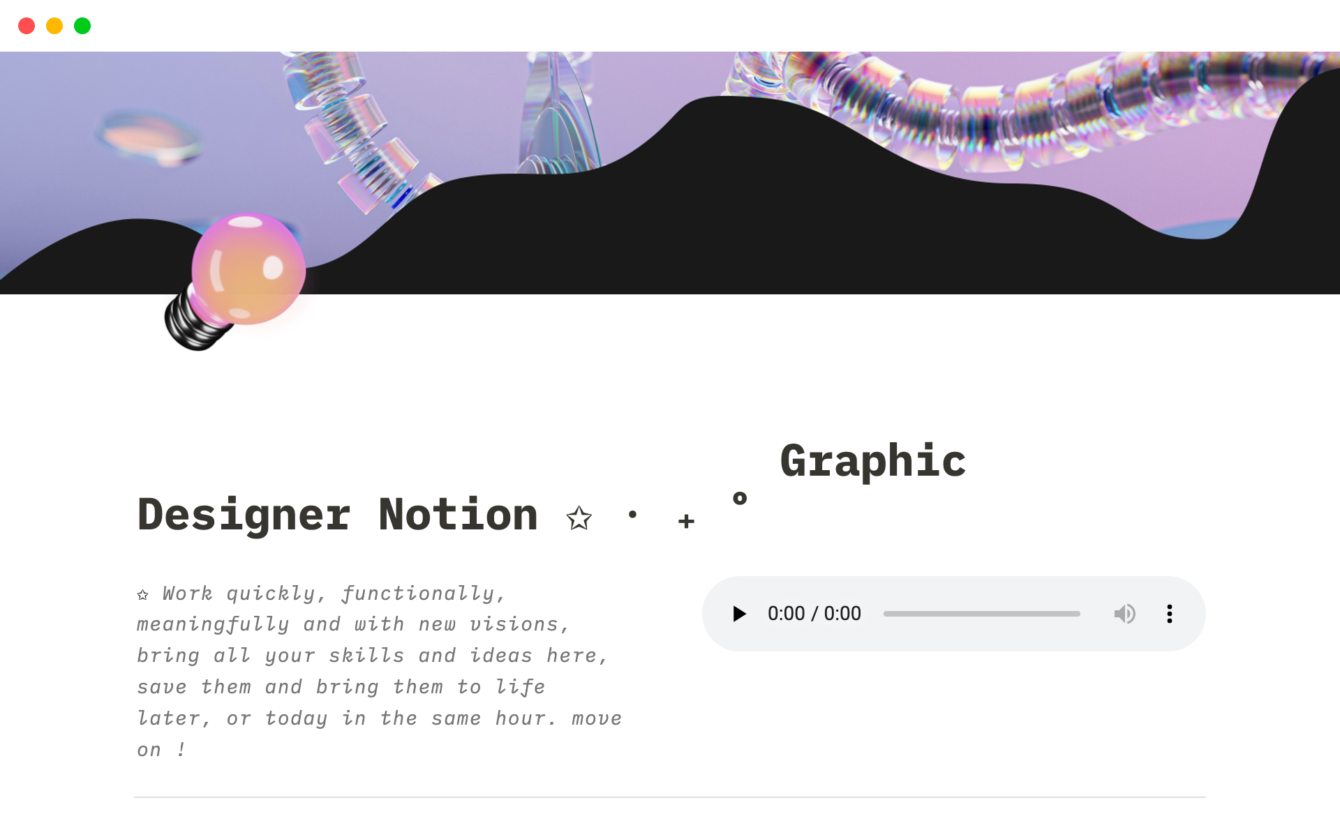 A template preview for Graphic Designer Notion
