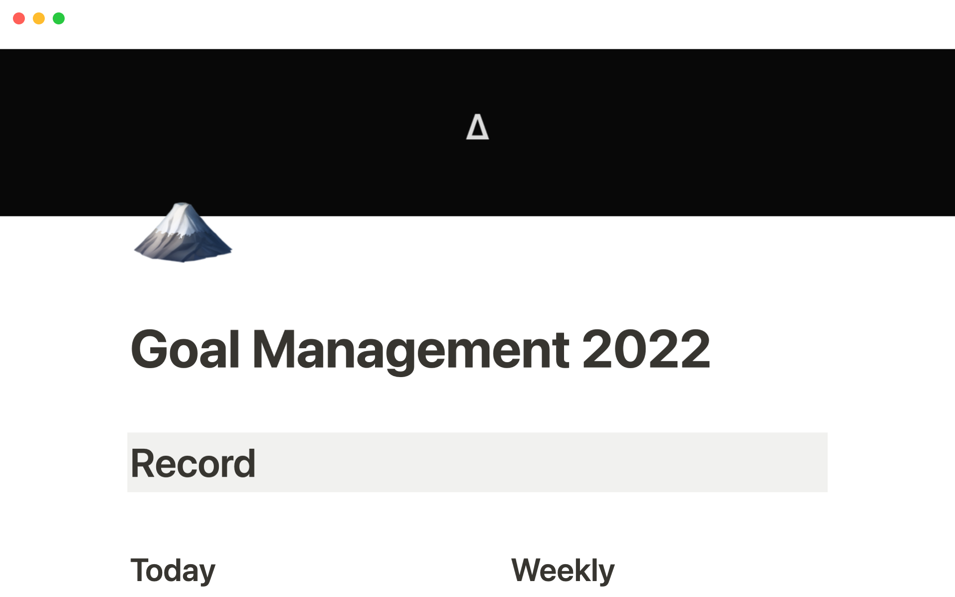 A template preview for Goal management 2022