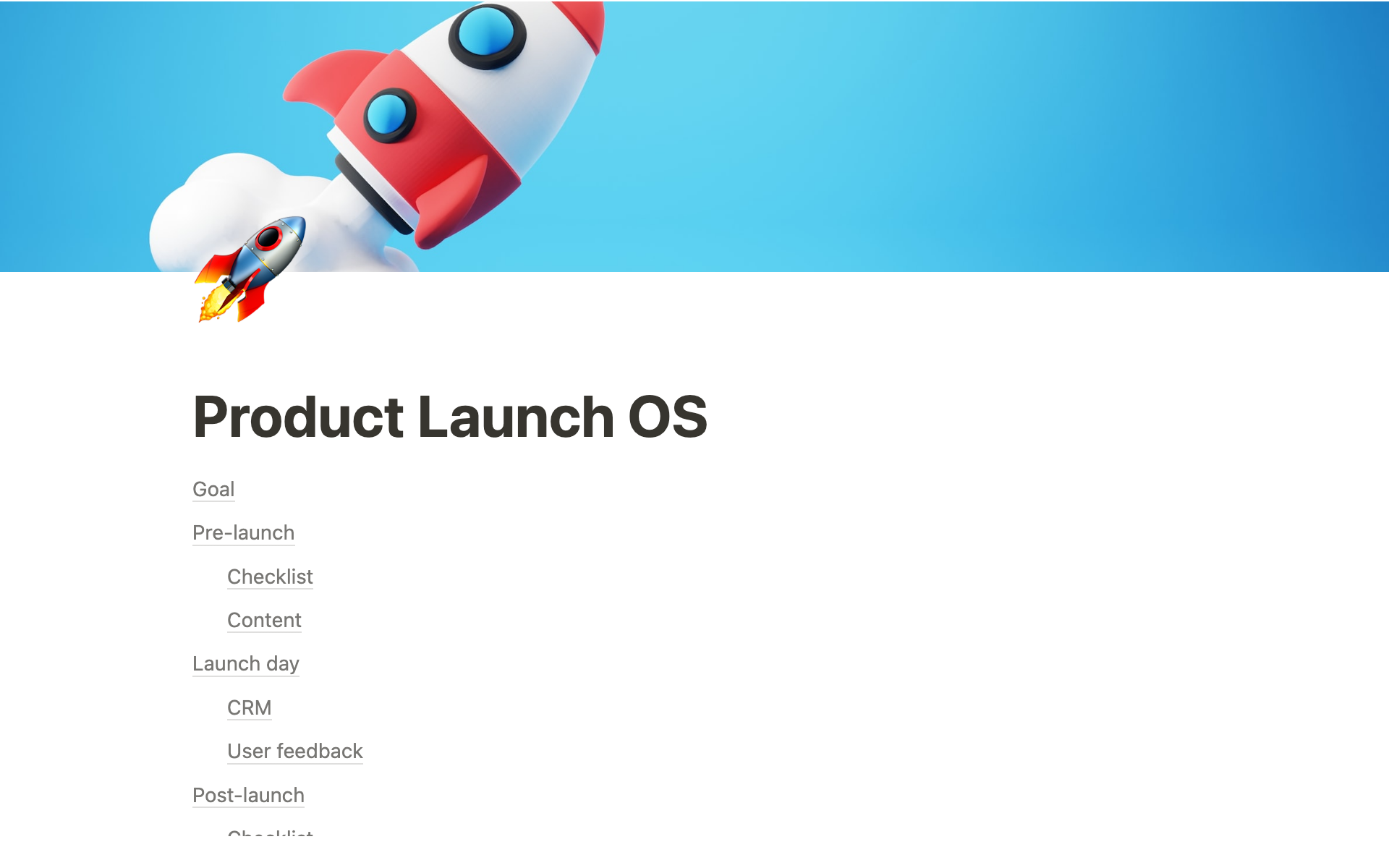 A template preview for Product Launch OS