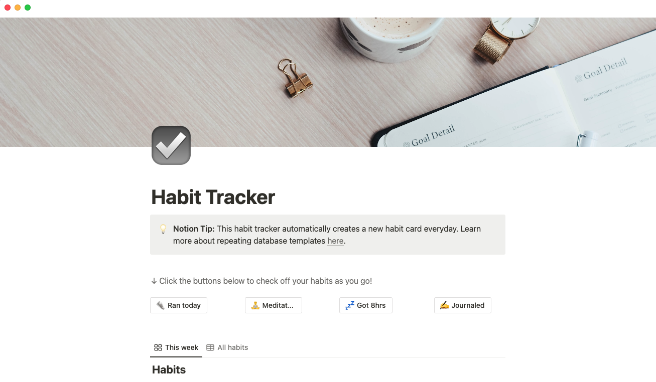 habit tracker template