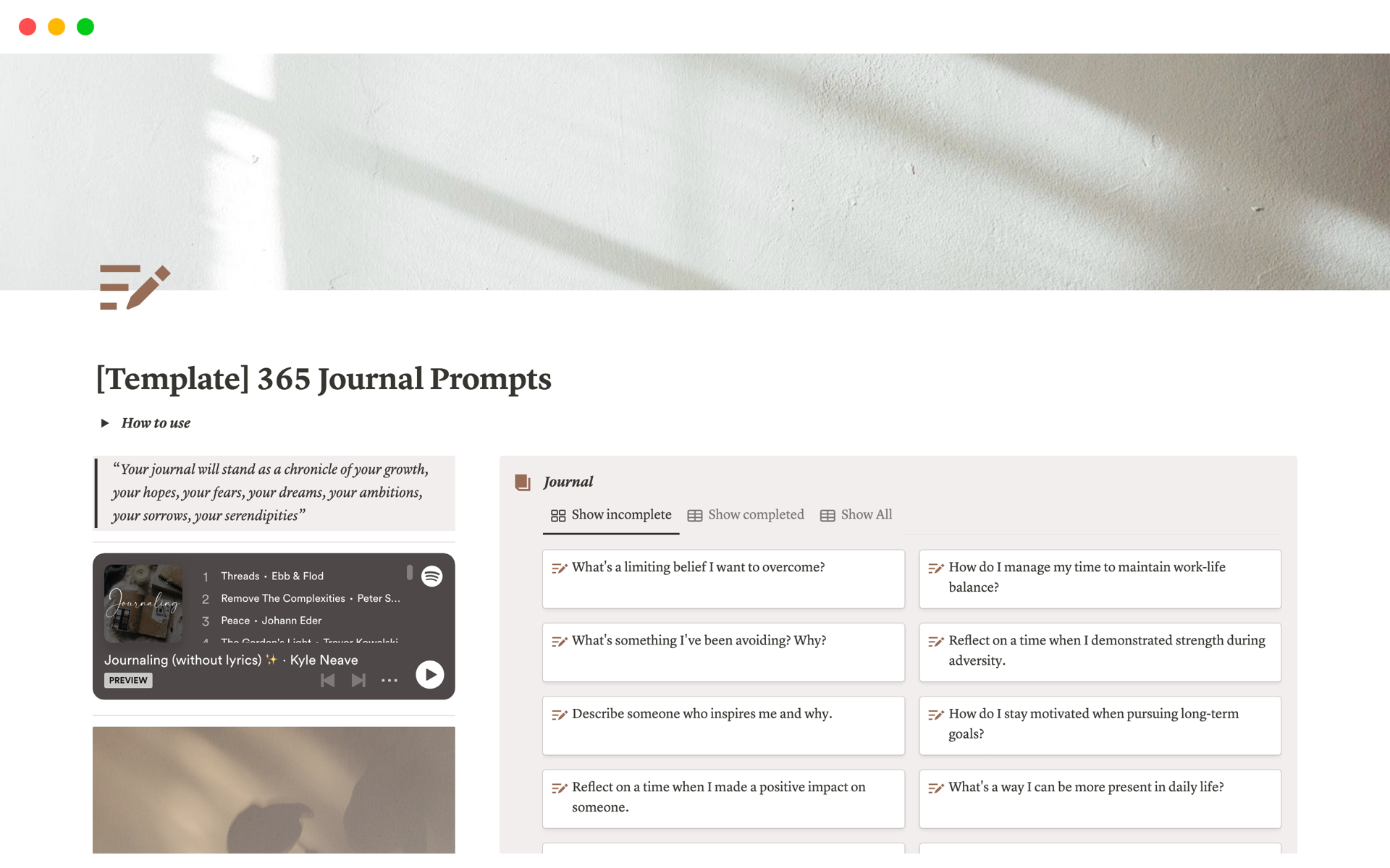 Unlock the power of daily journalling with a years worth of self-reflective journal prompts
