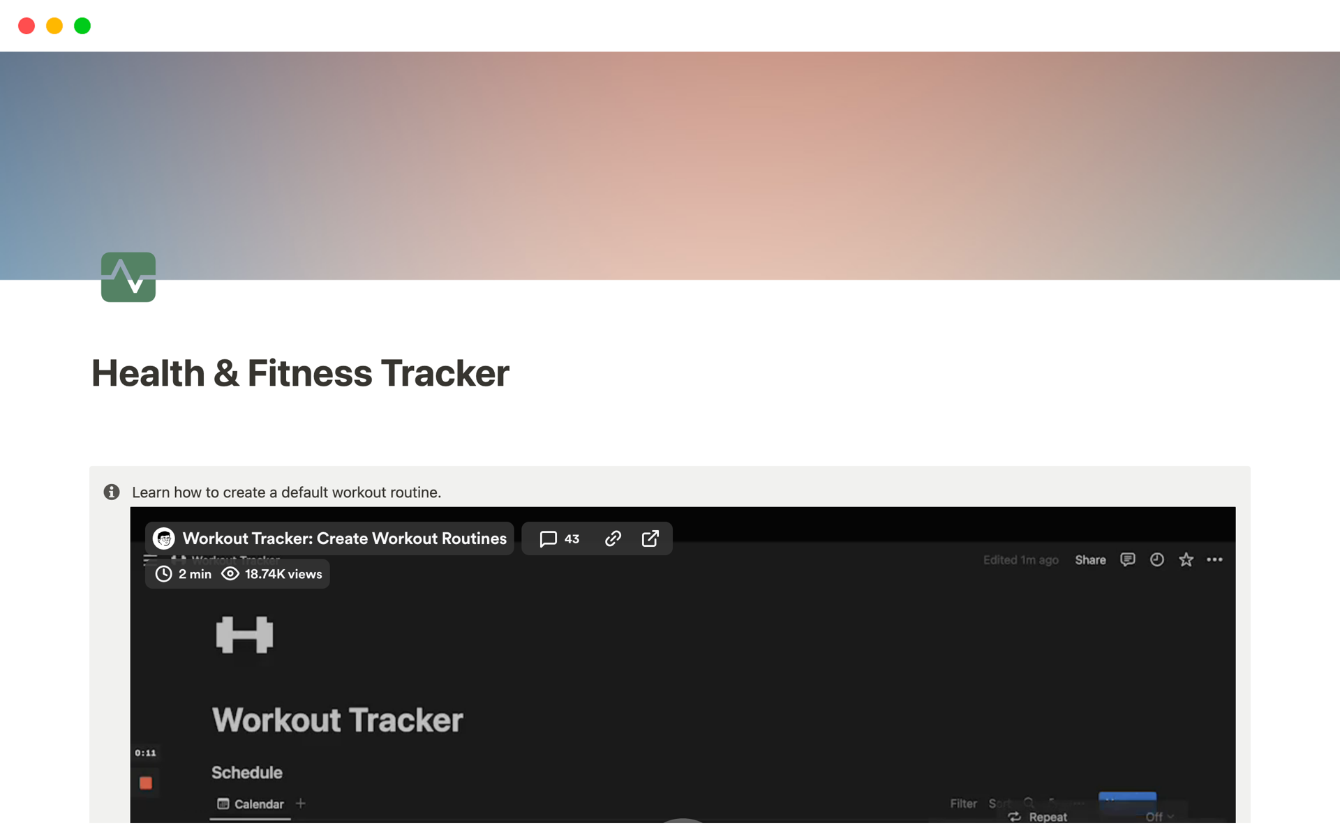 Health & Fitness Tracker Notion Template