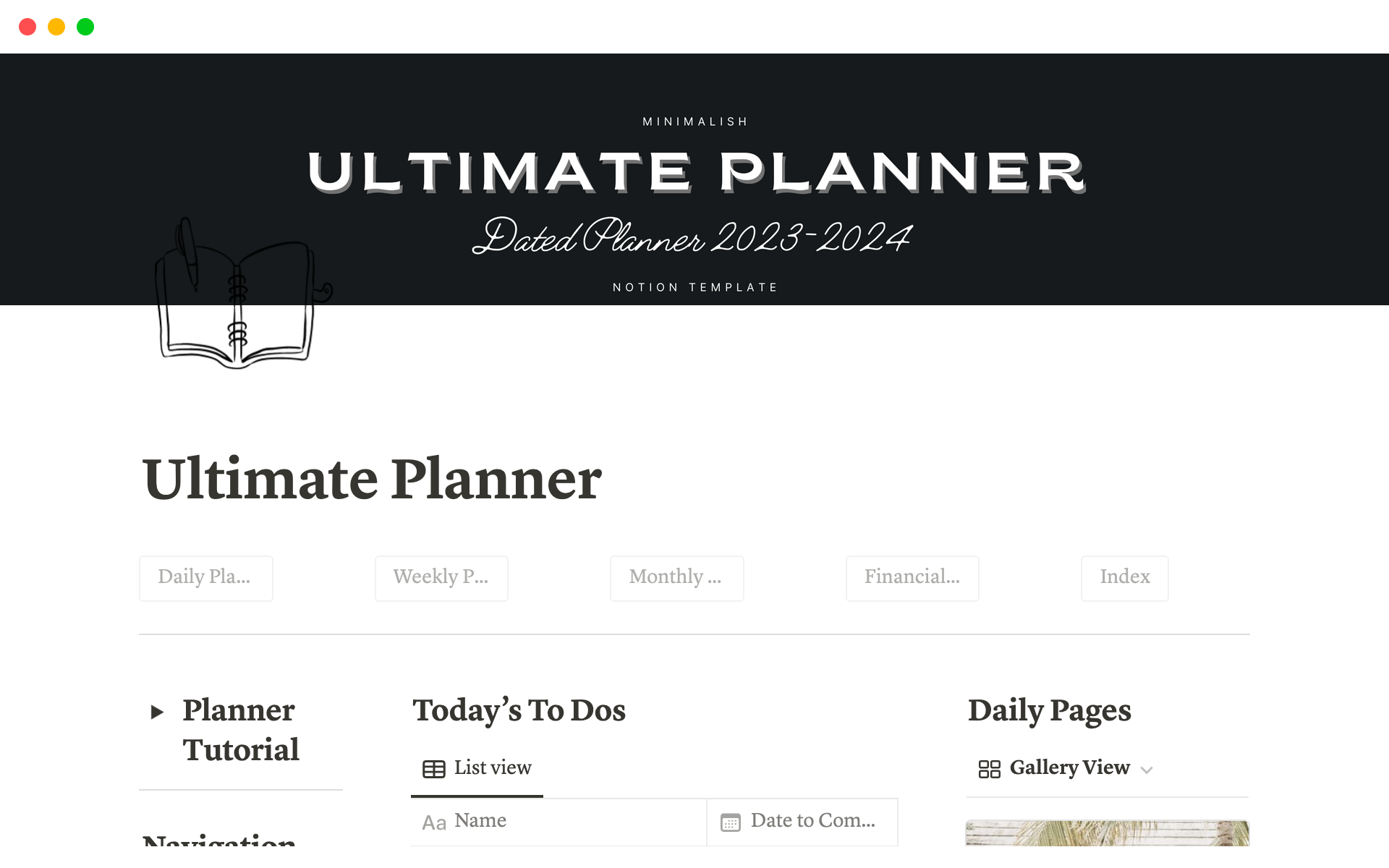 A template preview for ADHD Friendly Ultimate Planner