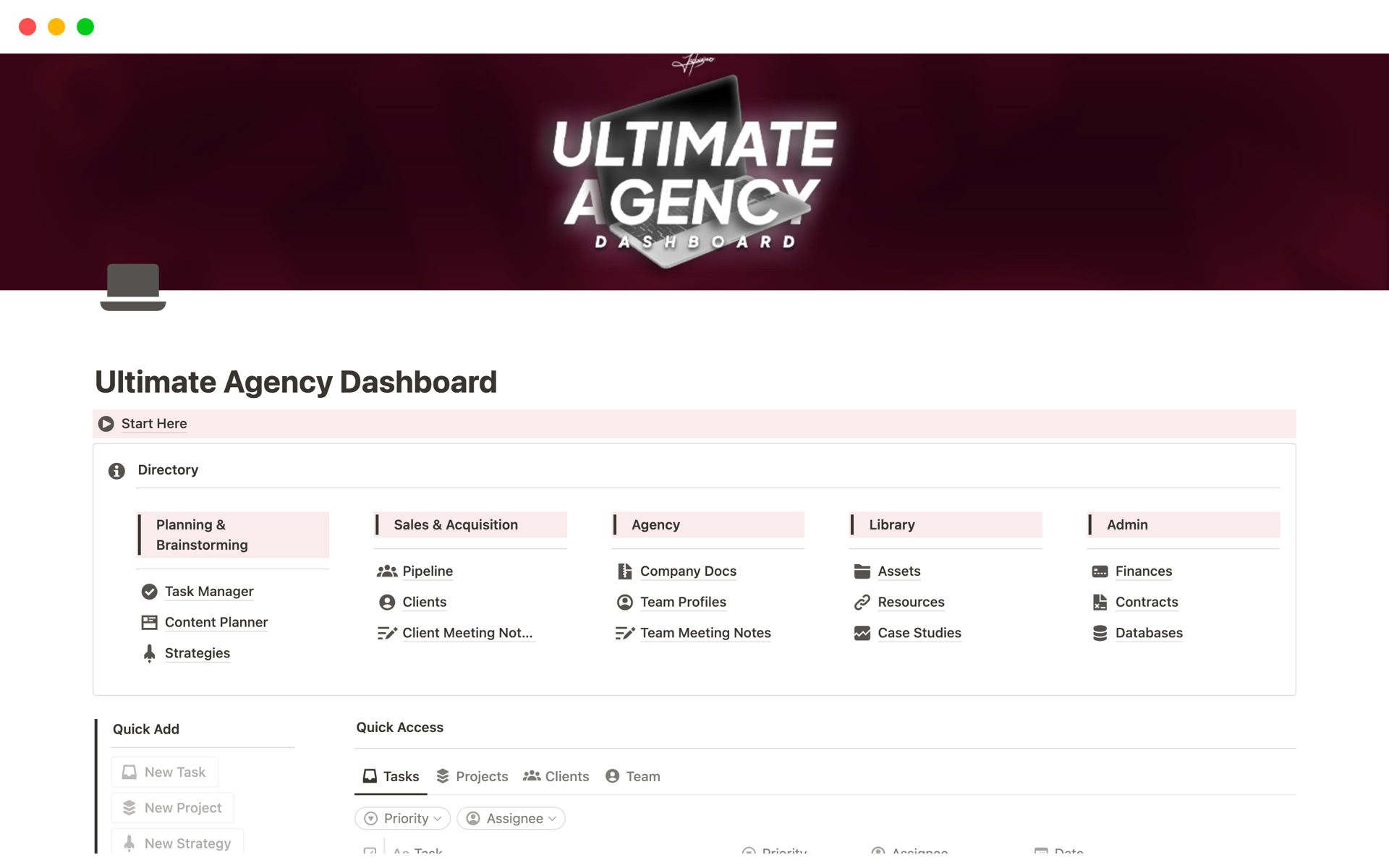 Ultimate Agency Dashboardのテンプレートのプレビュー