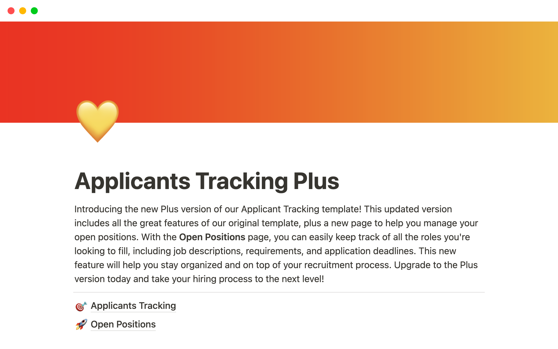 A template preview for Applicants Tracking Plus