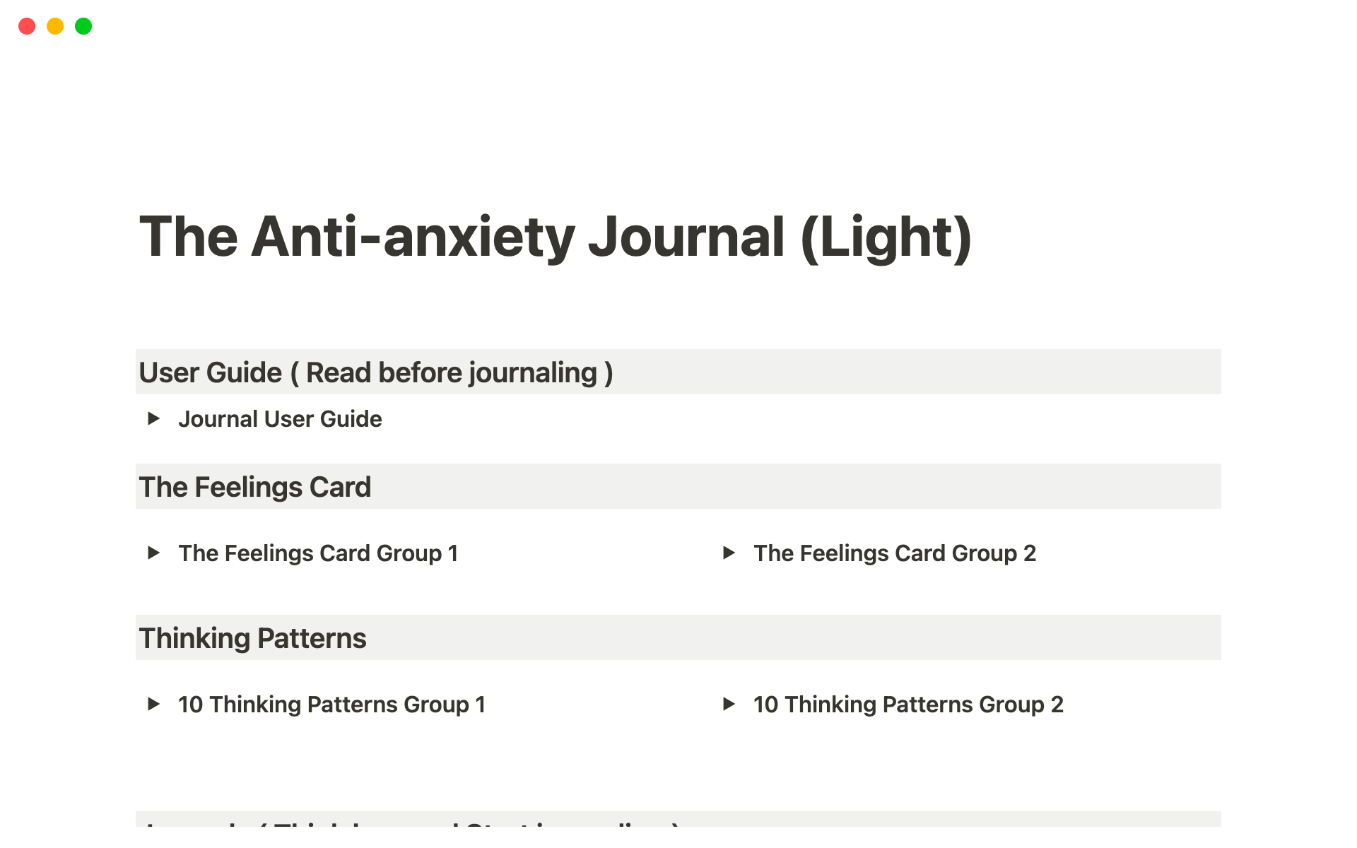 A template preview for The 30-Day Anti-Anxiety Journal