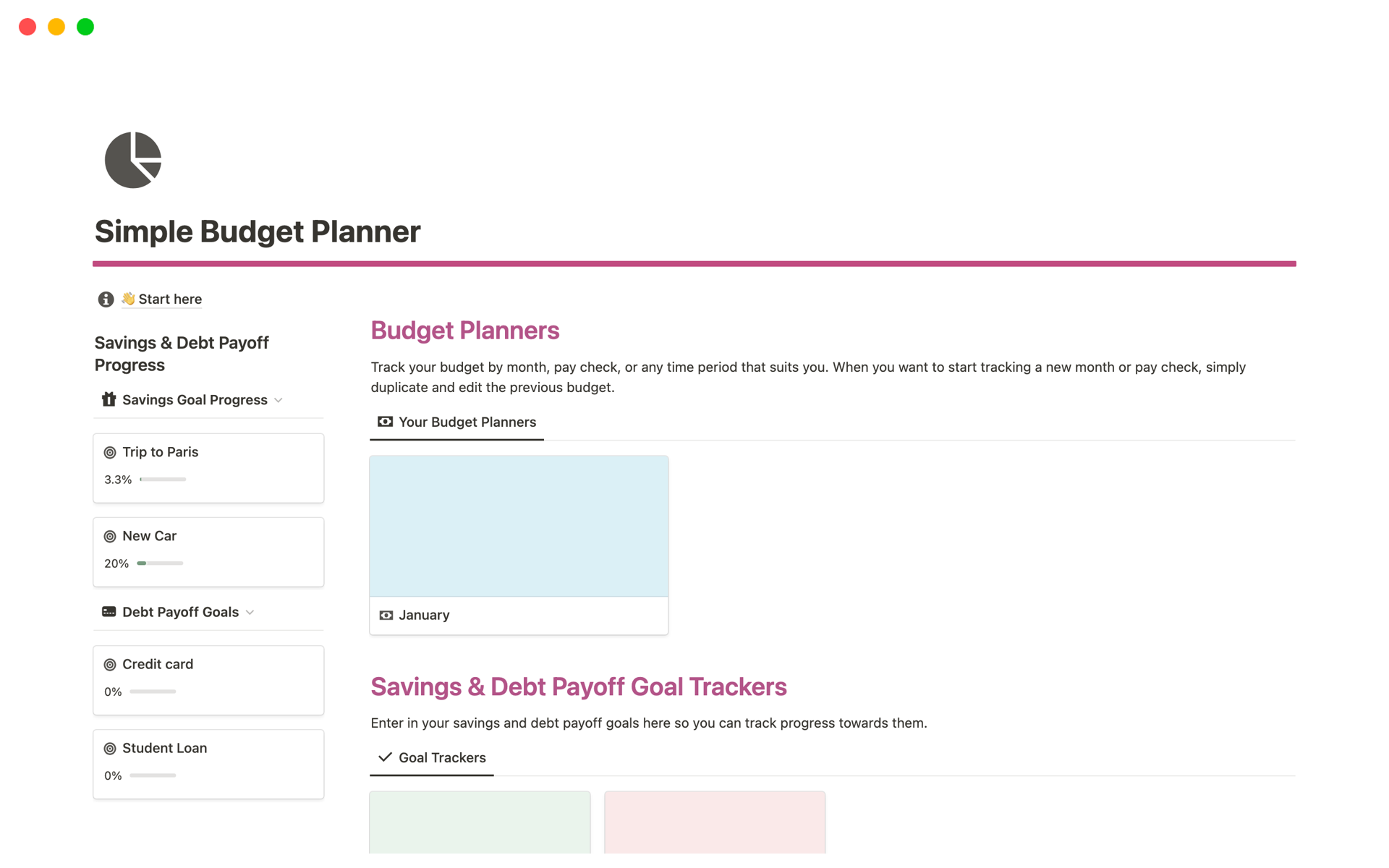Simple Budget Planner Notion Template
