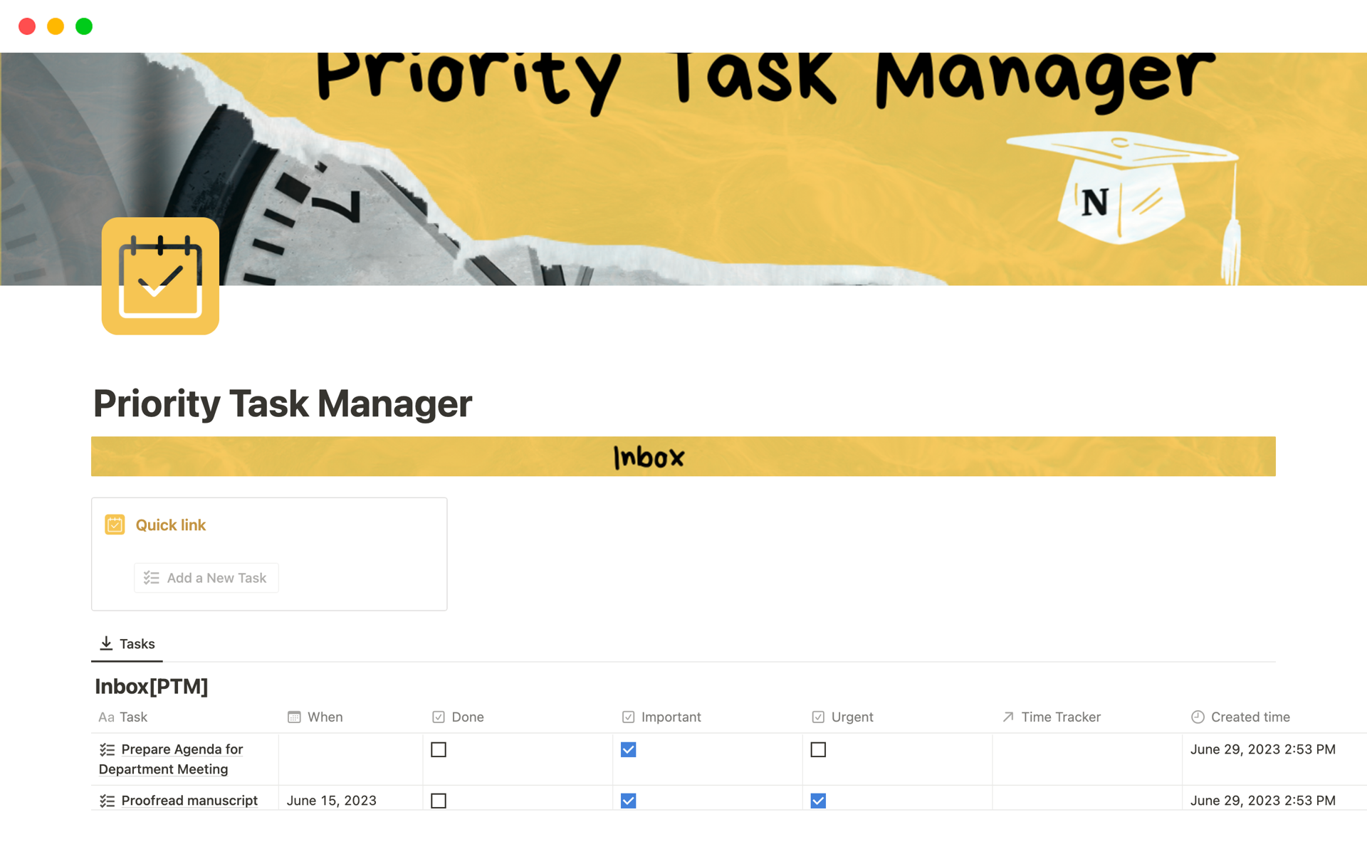 A template preview for Priority Task Manager