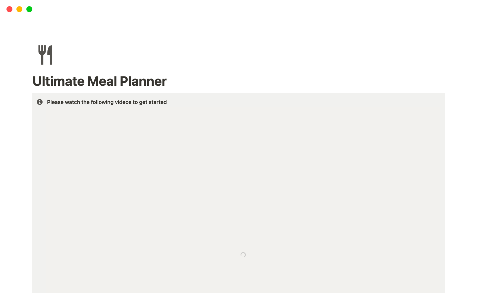 A template preview for Ultimate Meal Planner
