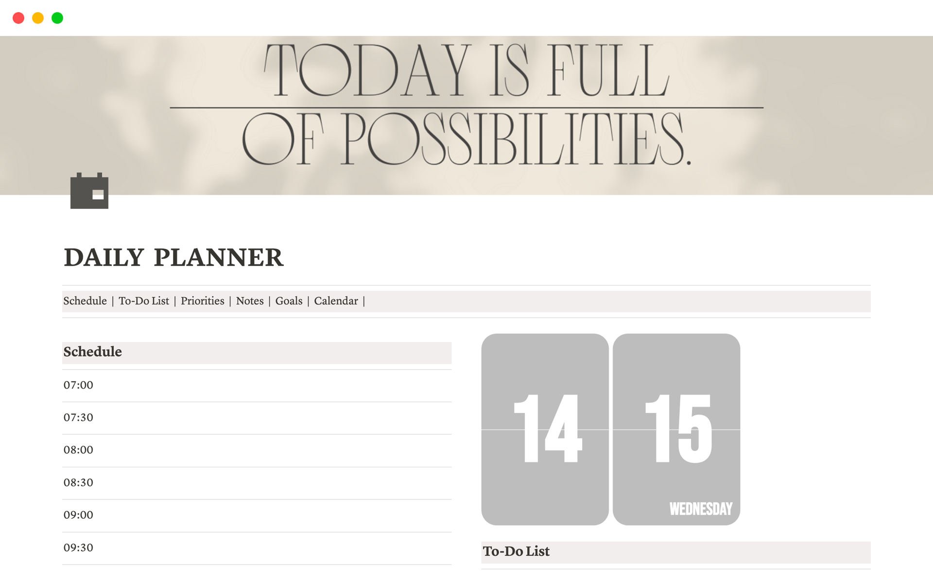 A template preview for DAILY  PLANNER 