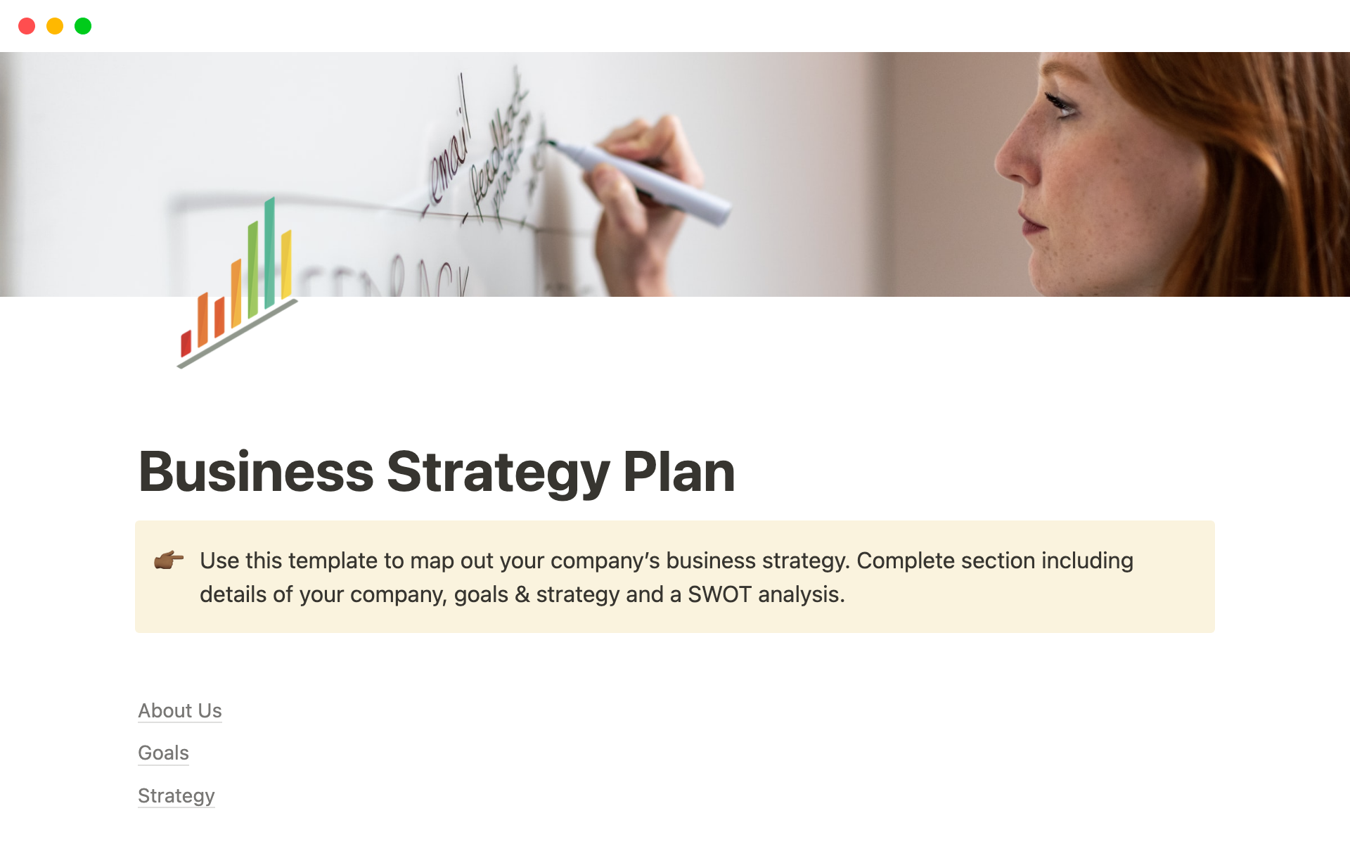 A template preview for Business Strategy Plan Template