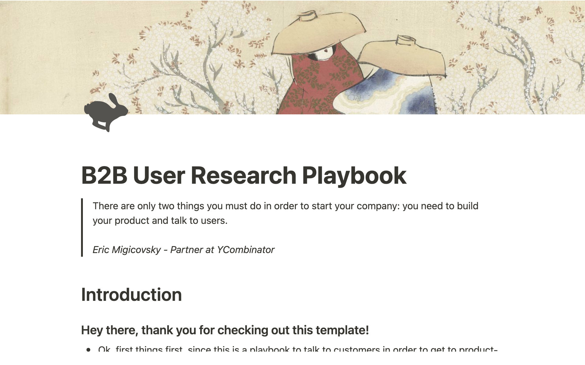 A template preview for User Research Playbook for B2B Products