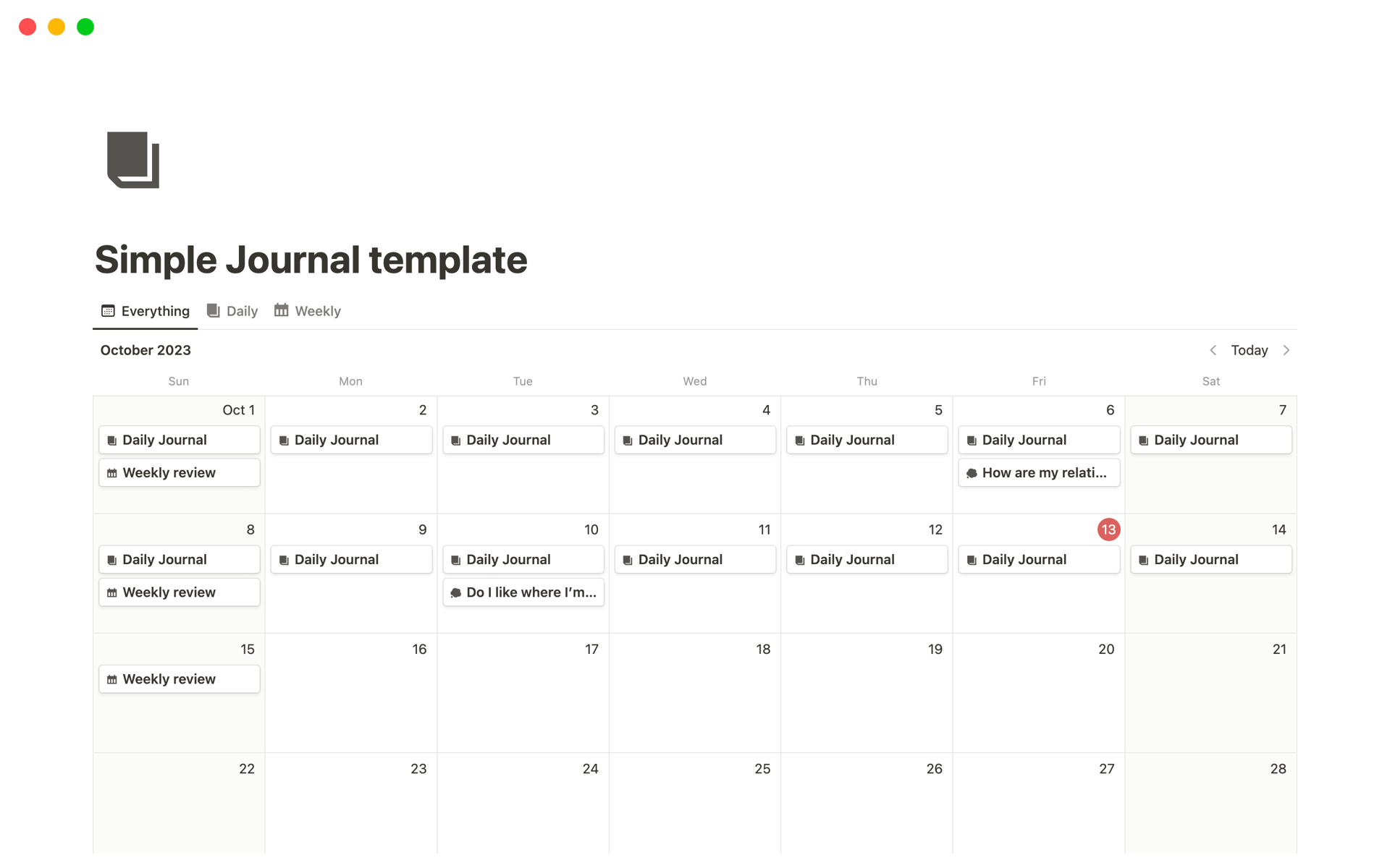 Simple Journal Notion Template simple-journal-notion-template